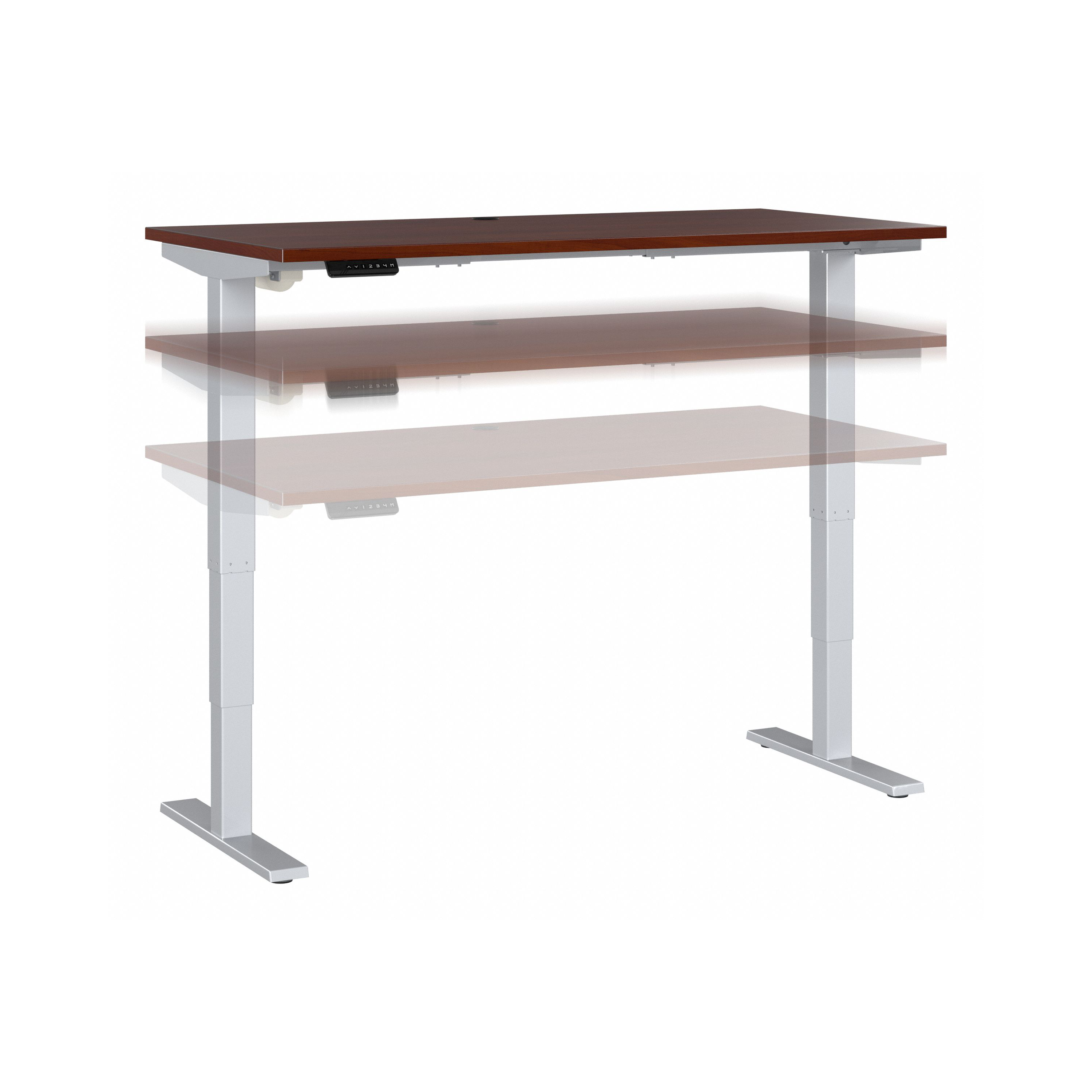 Shop Move 40 Series by Bush Business Furniture 60W x 30D Electric Height Adjustable Standing Desk 02 M4S6030HCSK #color_hansen cherry/cool gray metallic