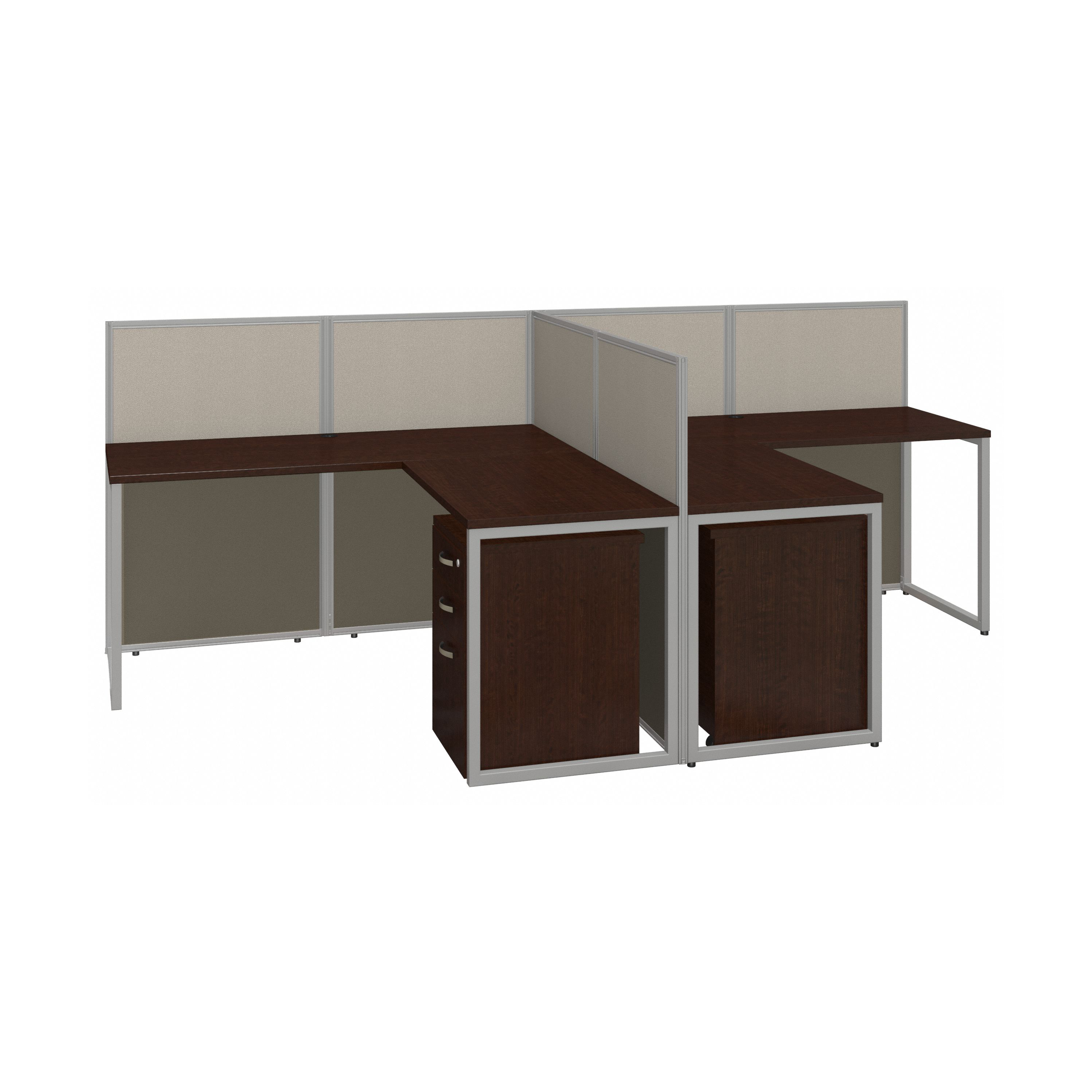 Shop Bush Business Furniture Easy Office 60W 2 Person L Shaped Cubicle Desk with Drawers and 45H Panels 02 EOD560SMR-03K #color_mocha cherry