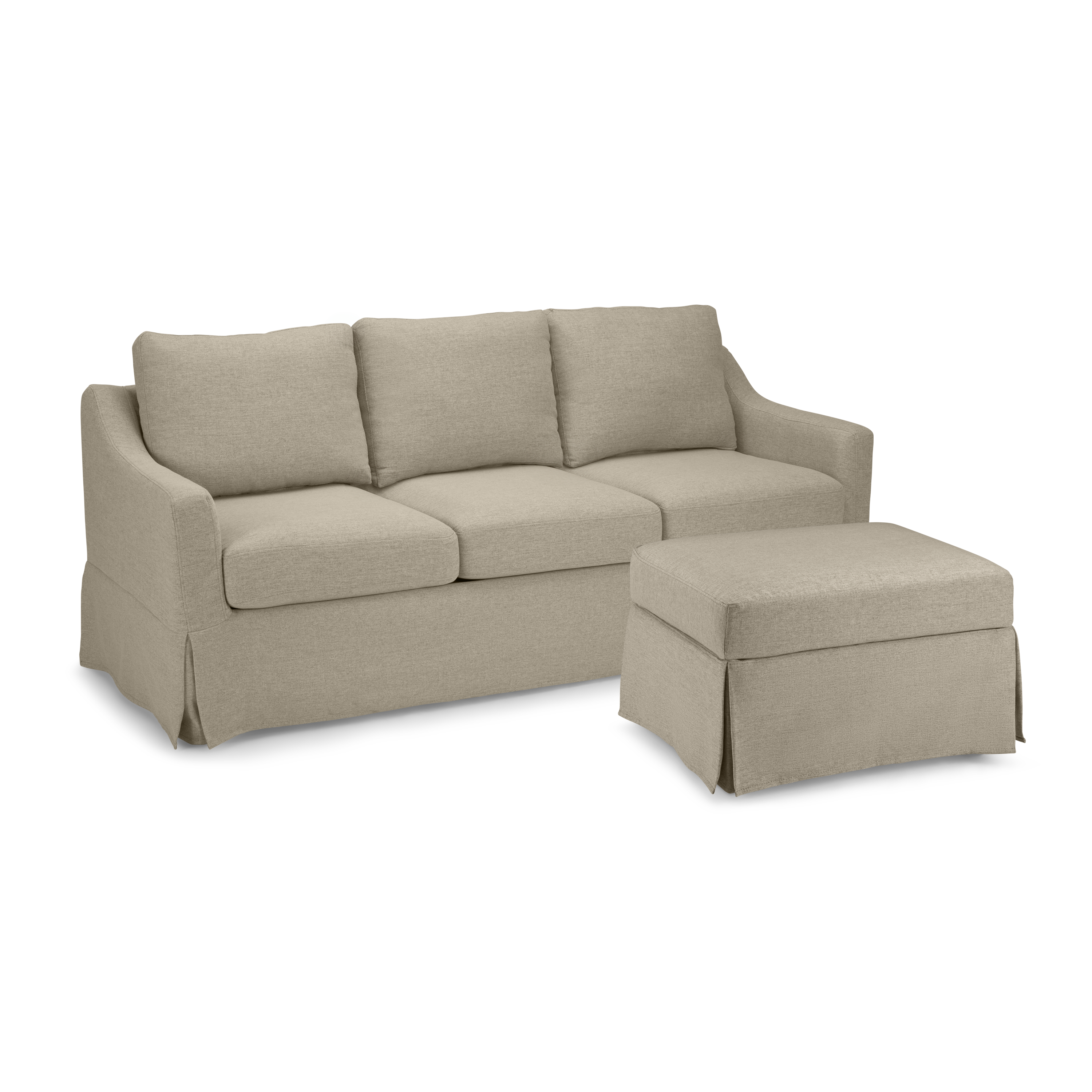 Shop Bush Home Harper 80W Sofa and Storage Ottoman with Slipcovers HAR003SDB 1 #color_sand basketweave fabric
