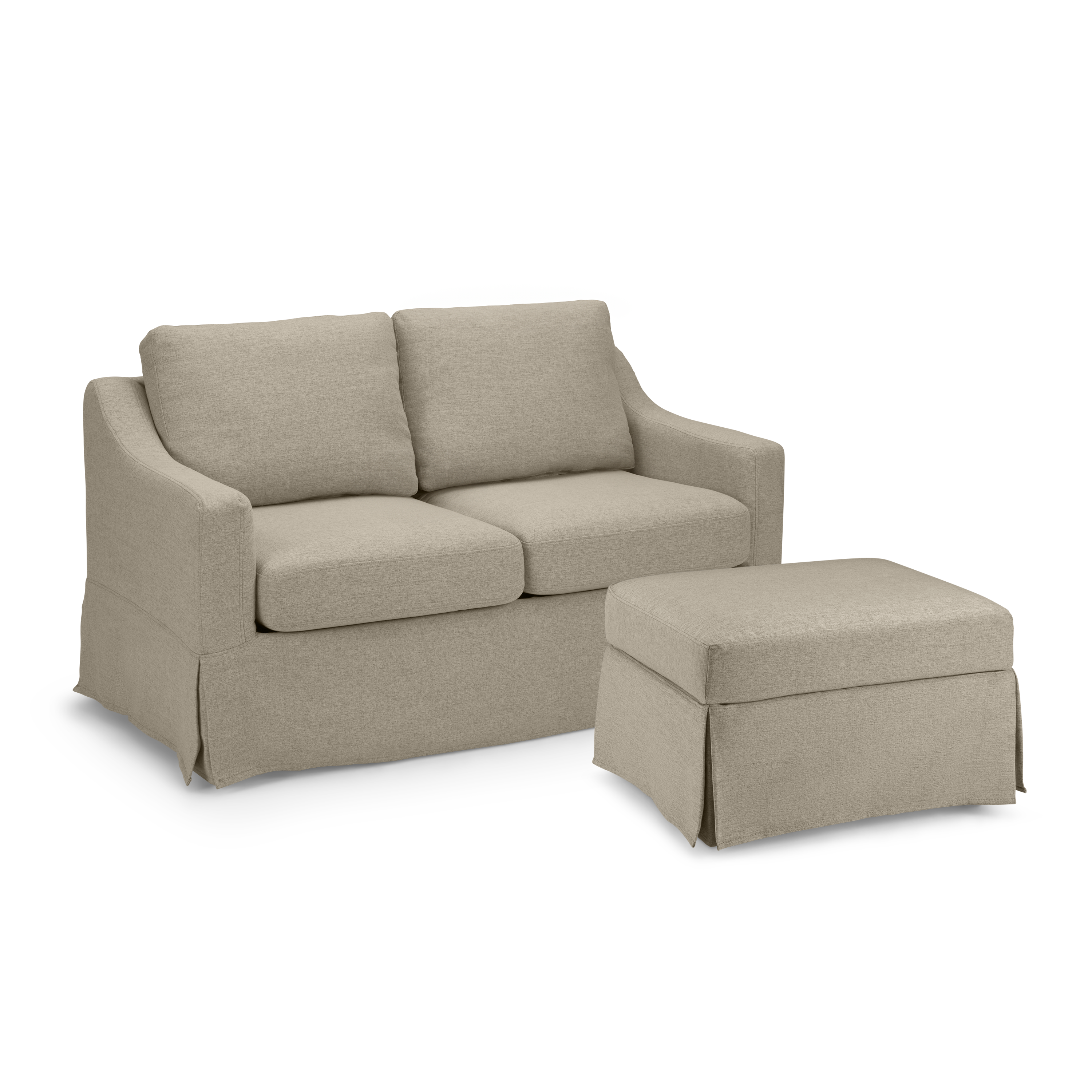 Shop Bush Home Harper 57W Loveseat and Storage Ottoman with Slipcovers HAR004SDB 1 #color_sand basketweave fabric