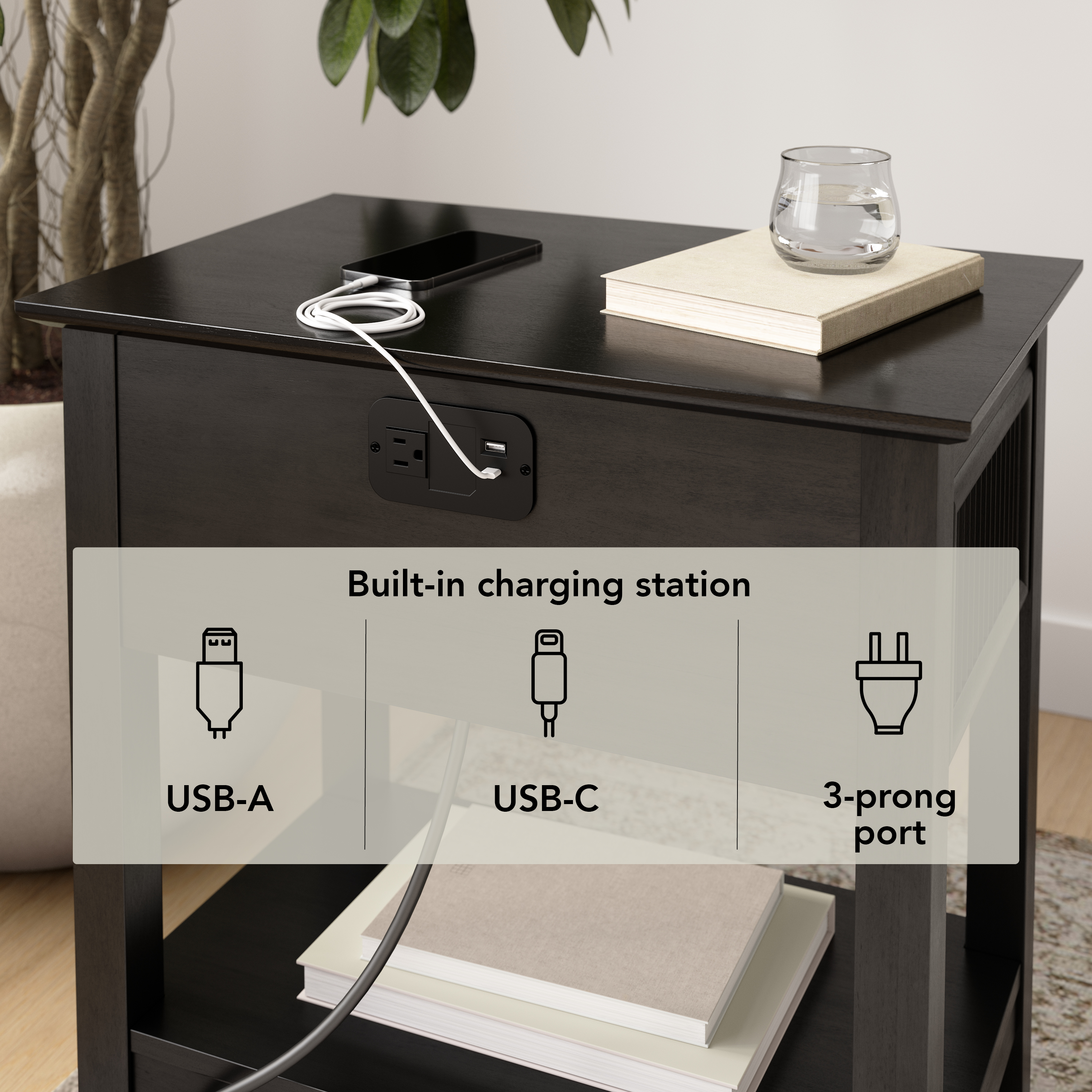 Bush Home Camille Fluted Nightstand with Drawer