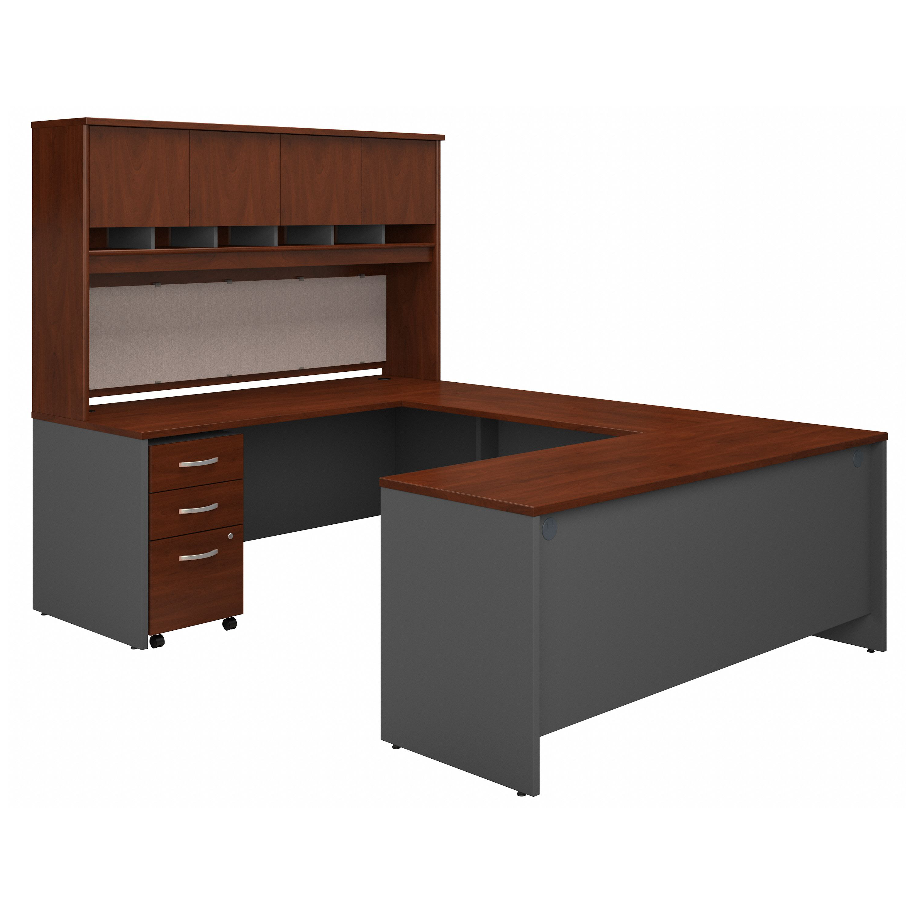 Shop Bush Business Furniture Series C 72W U Shaped Desk with Hutch and Storage 02 SRC094HCSU #color_hansen cherry/graphite gray