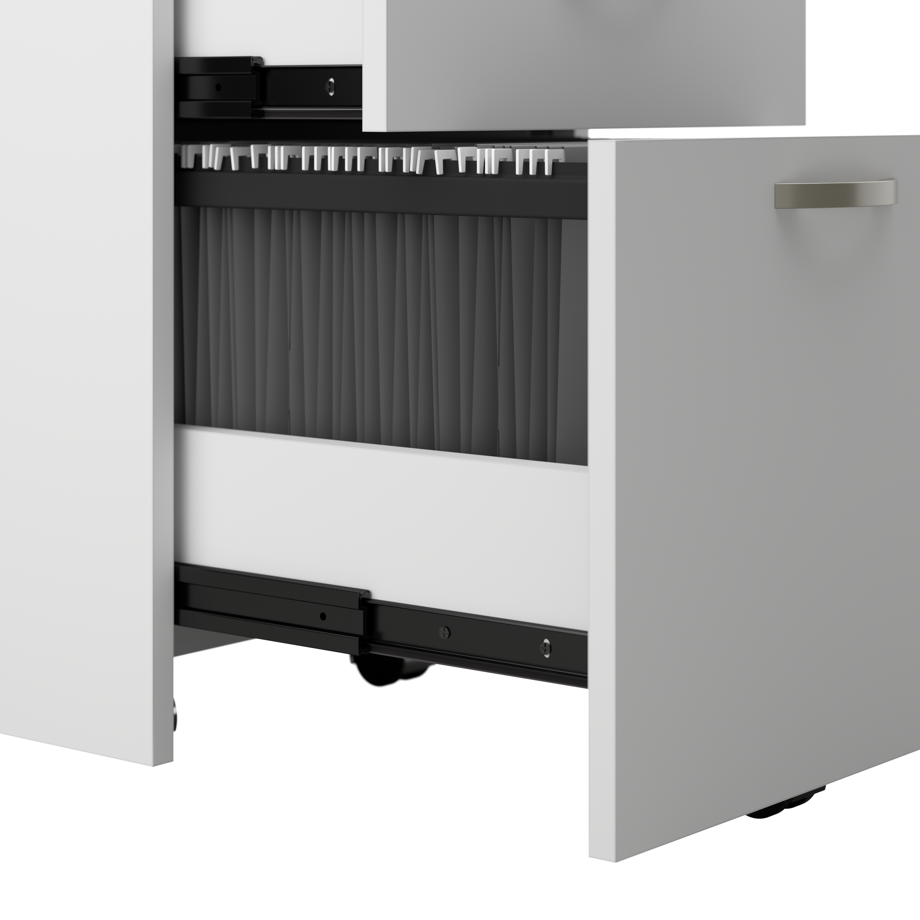 Shop Bush Business Furniture Office in an Hour Cubicle Storage with Cabinet, Drawers, Paper Tray, and Pencil Holder 03 WC36190-03K #color_pure white