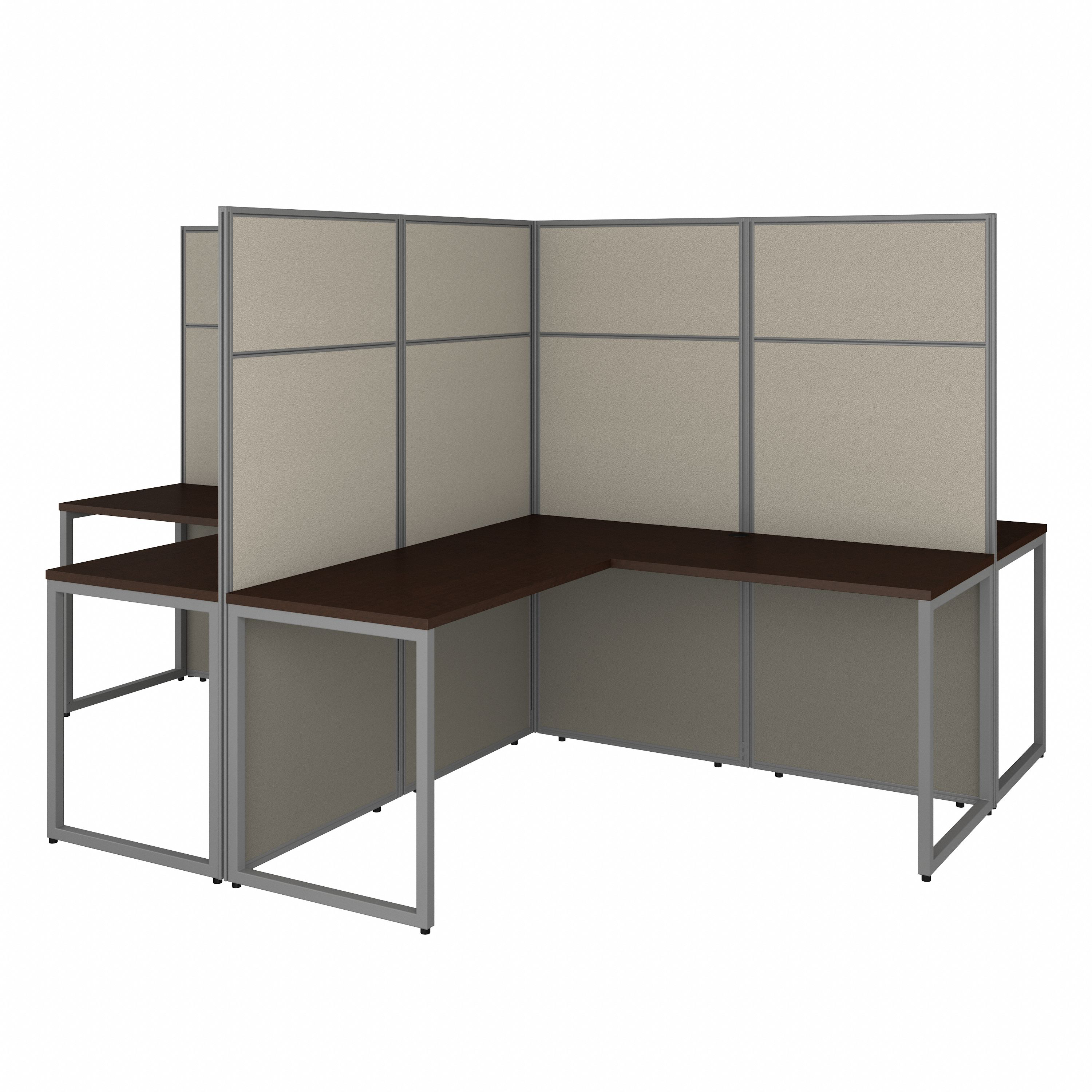 Shop Bush Business Furniture Easy Office 60W 4 Person L Shaped Cubicle Desk Workstation with 66H Panels 02 EODH760MR-03K #color_mocha cherry