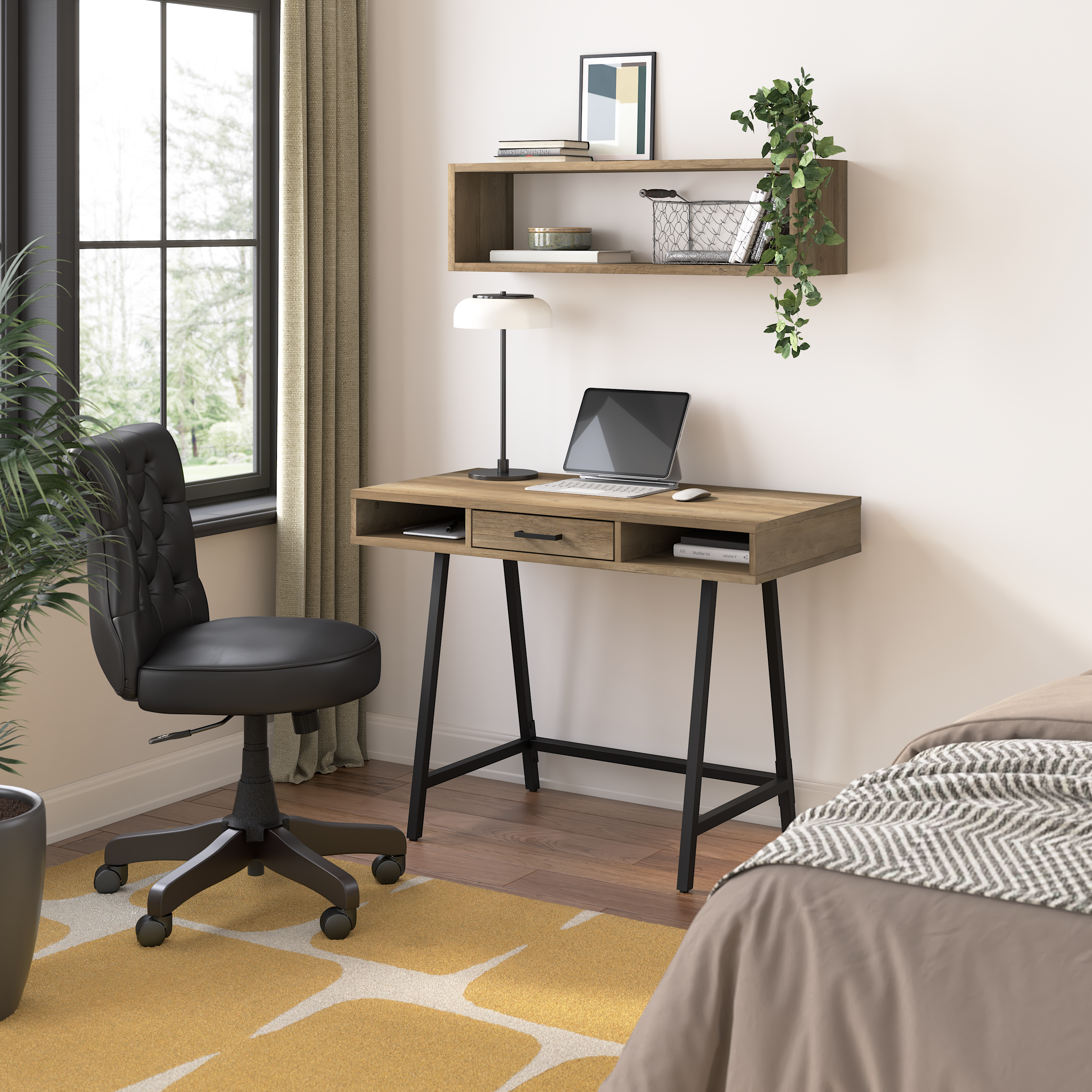 Shop Bush Furniture Steele 40W Writing Desk 01 SED140RCP-03 #color_reclaimed pine
