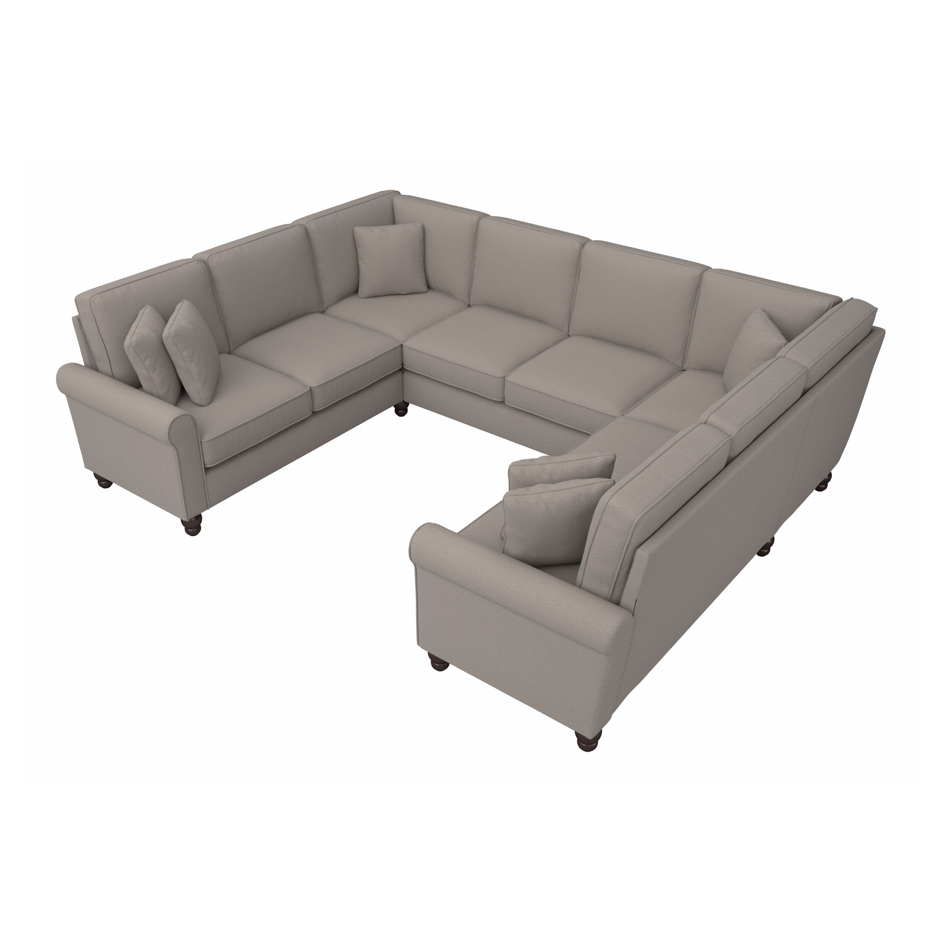 Shop Bush Furniture Hudson 113W U Shaped Sectional Couch 02 HDY112BBGH-03K #color_beige herringbone fabric