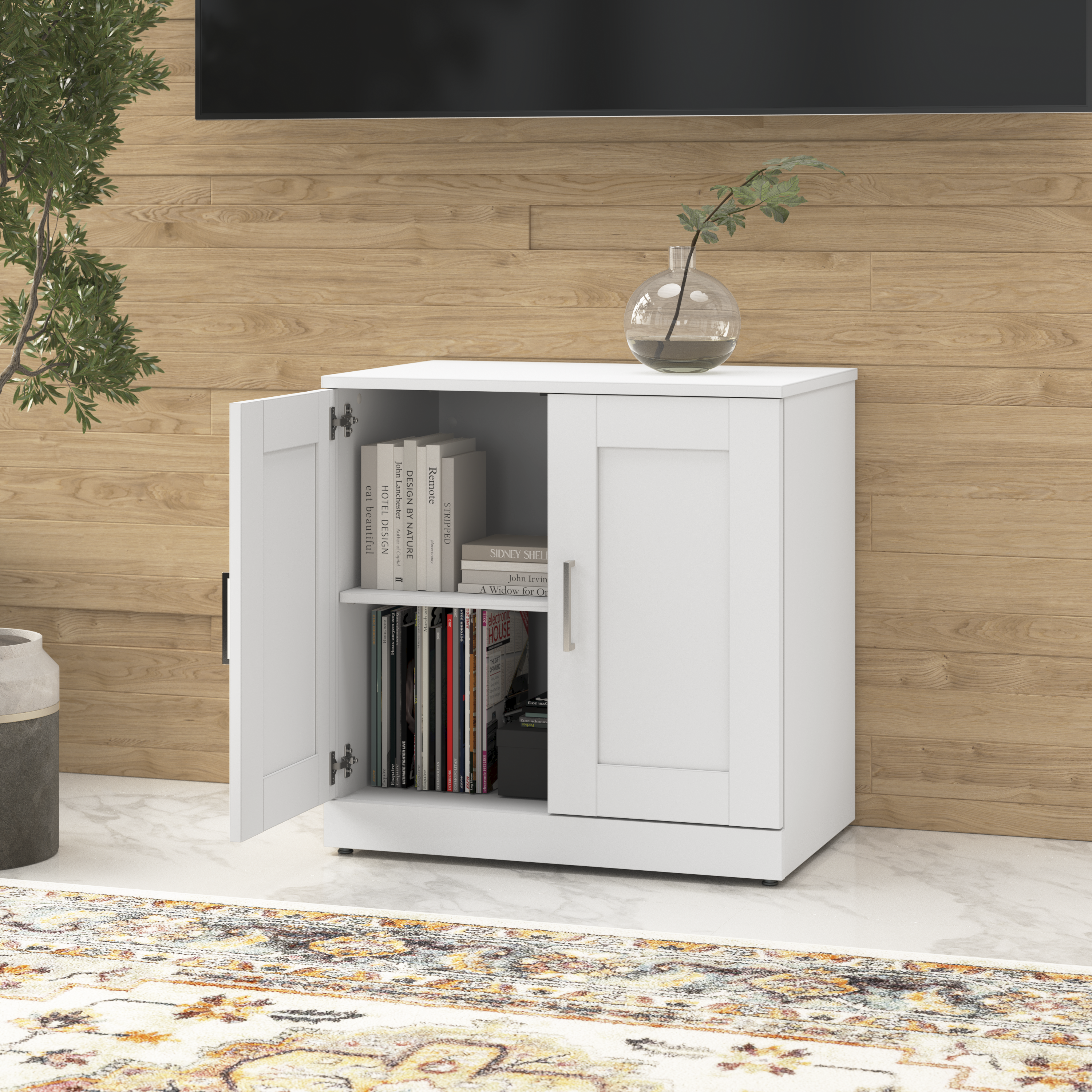 Shop Bush Business Furniture Hampton Heights 30W Storage Cabinet with Doors 01 HHS130WH #color_white