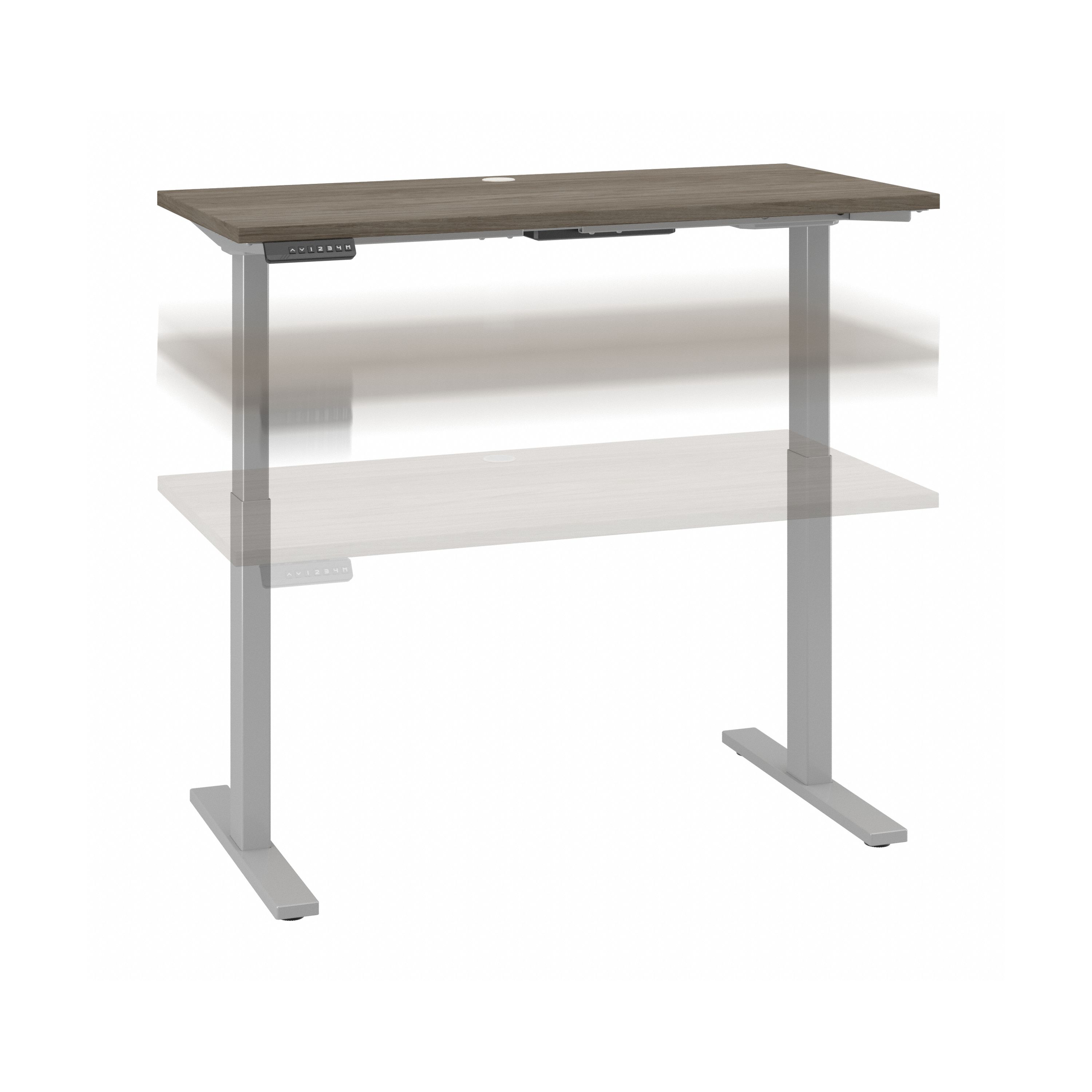 Shop Move 60 Series by Bush Business Furniture 48W x 24D Height Adjustable Standing Desk 02 M6S4824MHSK #color_modern hickory/cool gray metallic