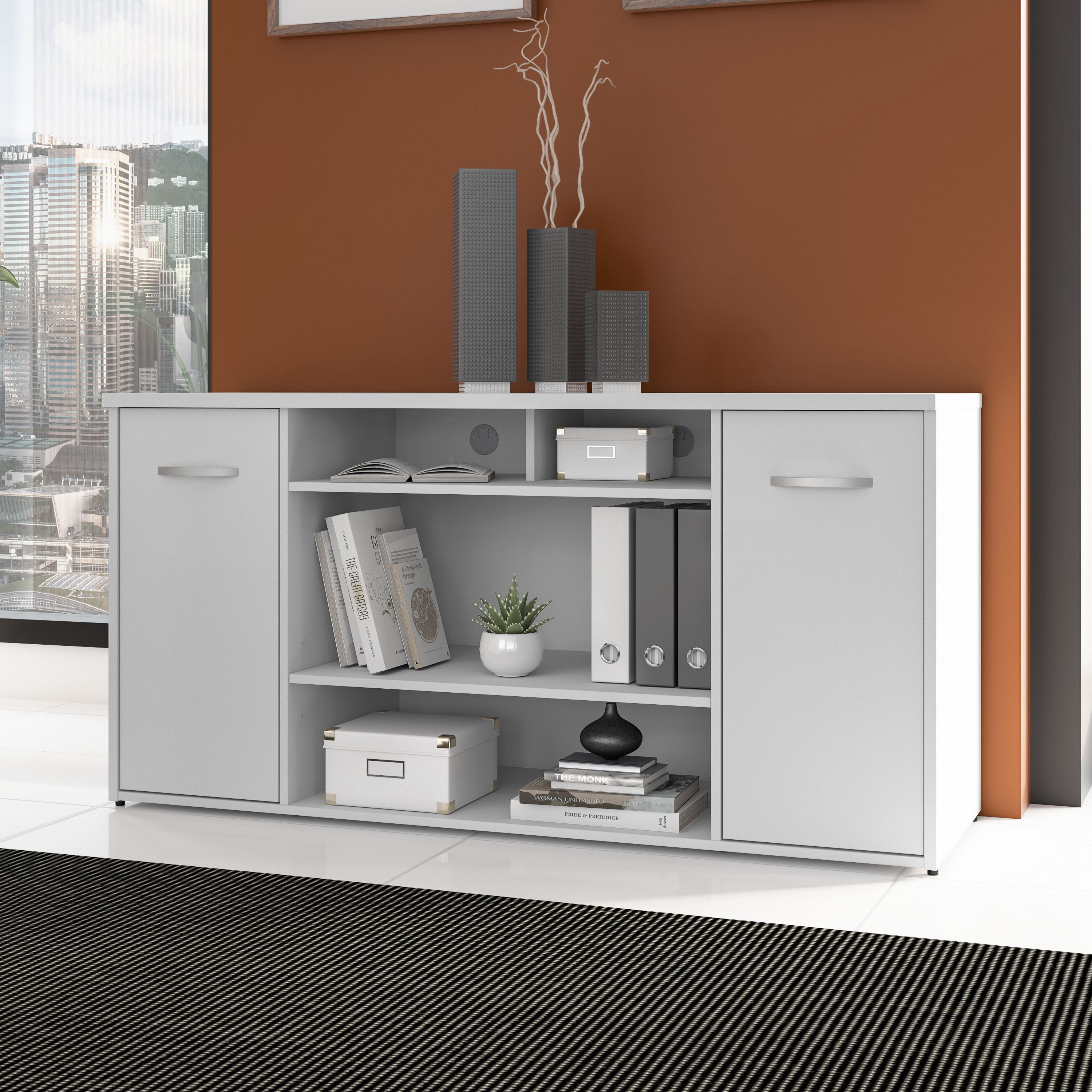 Shop Bush Business Furniture Studio C 60W Office Storage Cabinet with Doors and Shelves 01 SCS260WHK #color_white