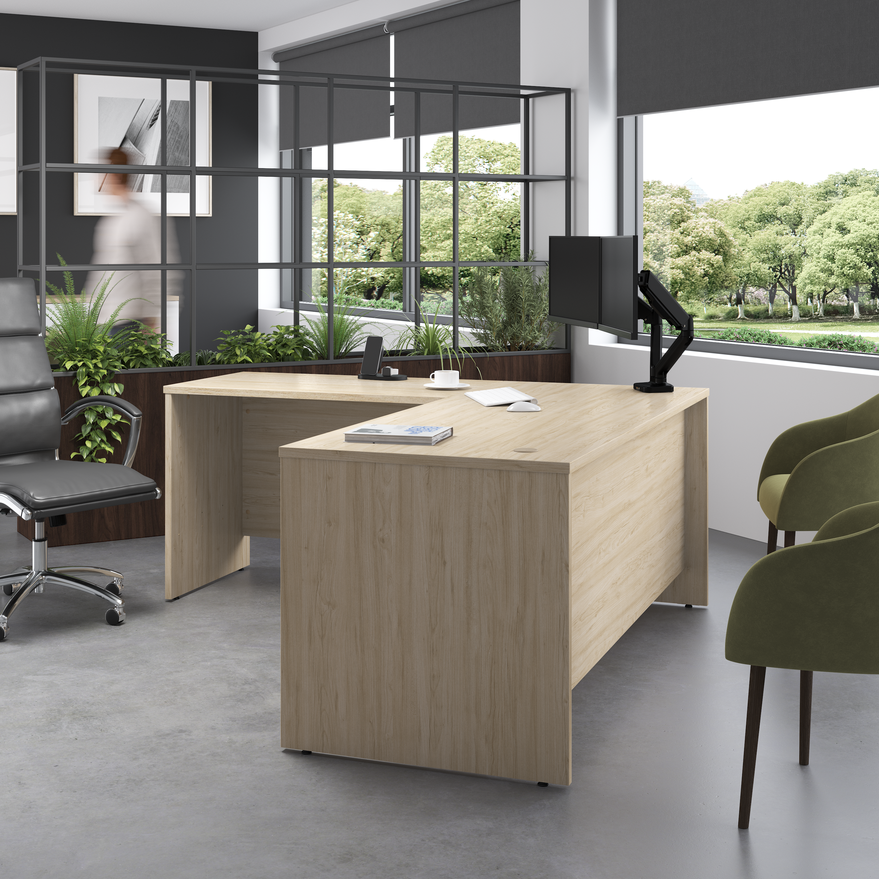 Shop Bush Business Furniture Studio C 72W x 30D L Shaped Desk with 42W Return 01 STC049NE #color_natural elm
