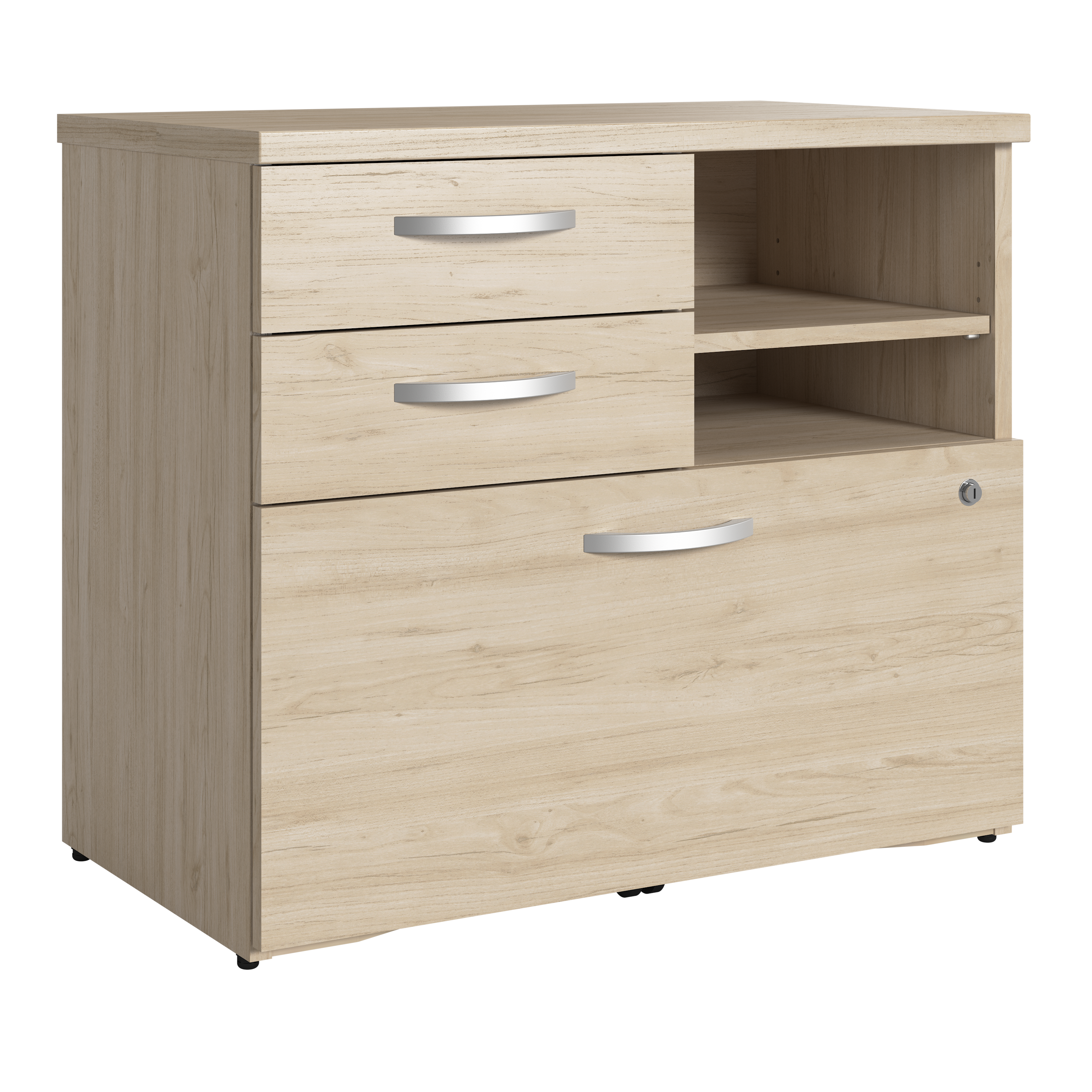 Shop Bush Business Furniture Studio C Office Storage Cabinet with Drawers and Shelves 02 SCF130NESU #color_natural elm