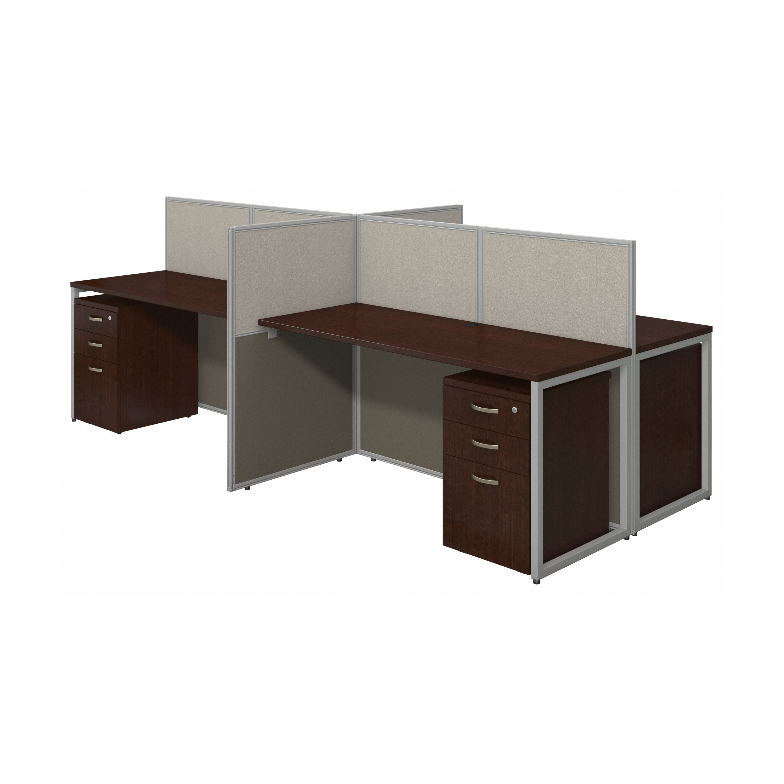 Shop Bush Business Furniture Easy Office 60W 4 Person Cubicle Desk with File Cabinets and 45H Panels 02 EOD660SMR-03K #color_mocha cherry