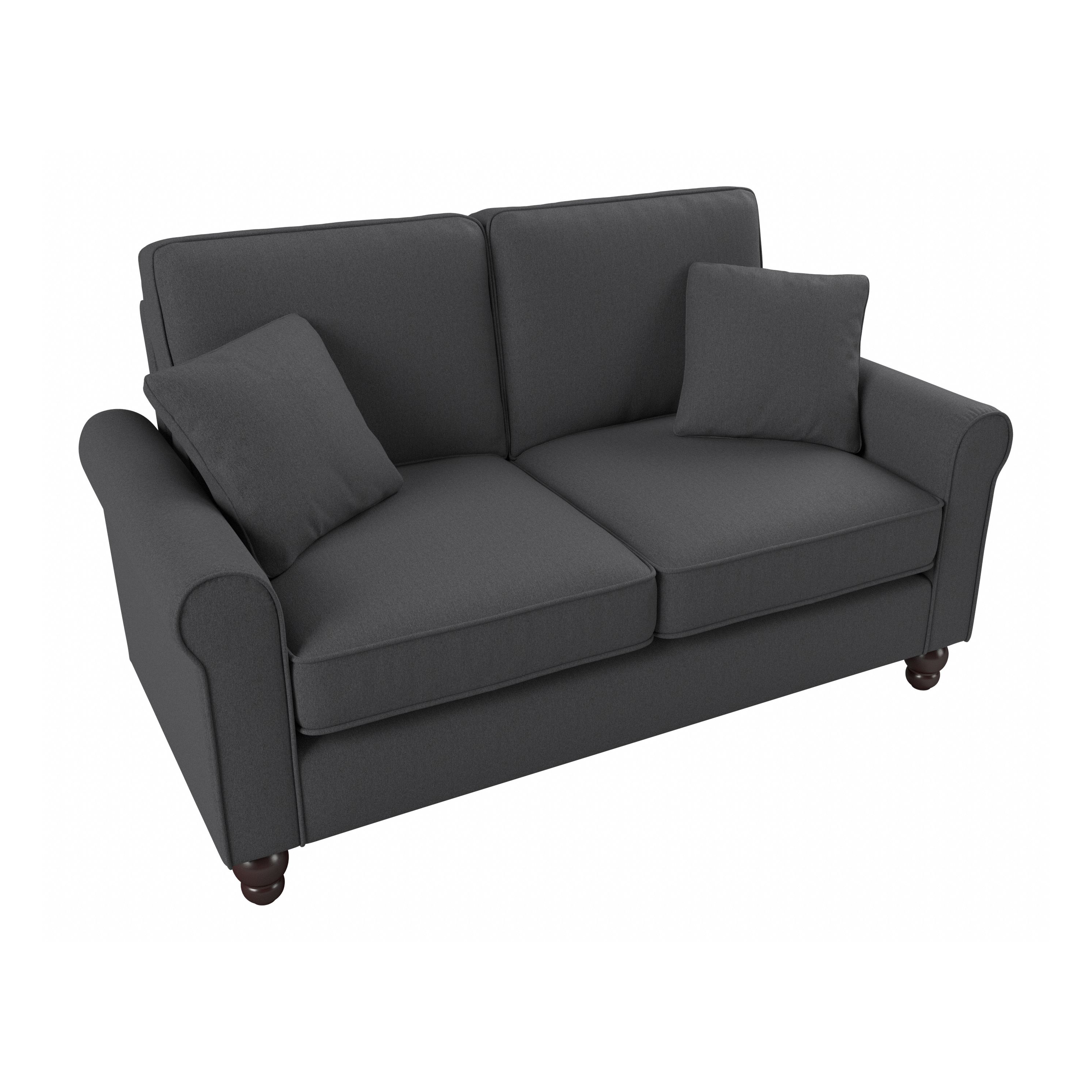 Shop Bush Furniture Hudson 61W Loveseat 02 HDJ61BCGH-03K #color_charcoal gray herringbone fabr