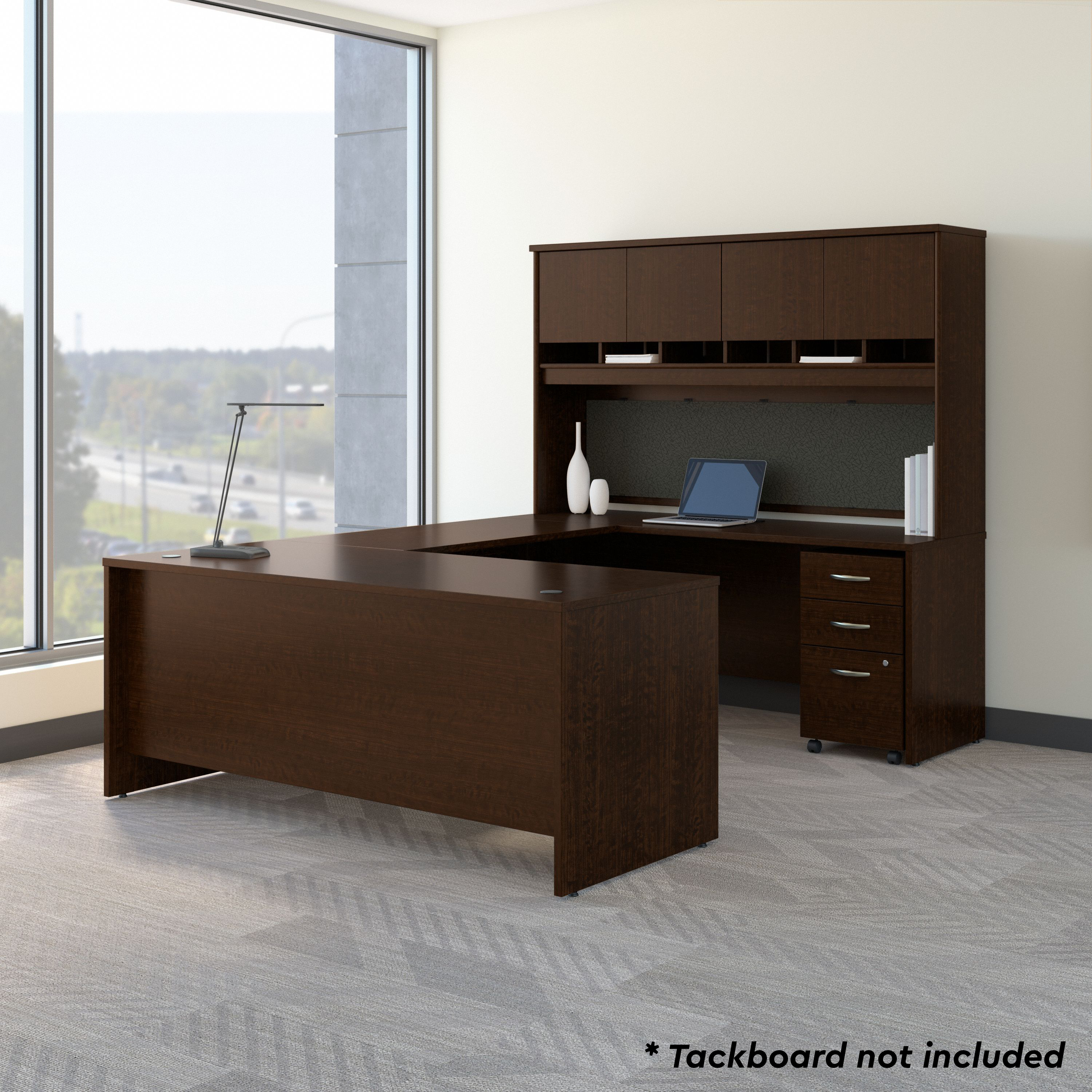 Shop Bush Business Furniture Series C 72W U Shaped Desk with Hutch and Storage 01 SRC094MRSU #color_mocha cherry