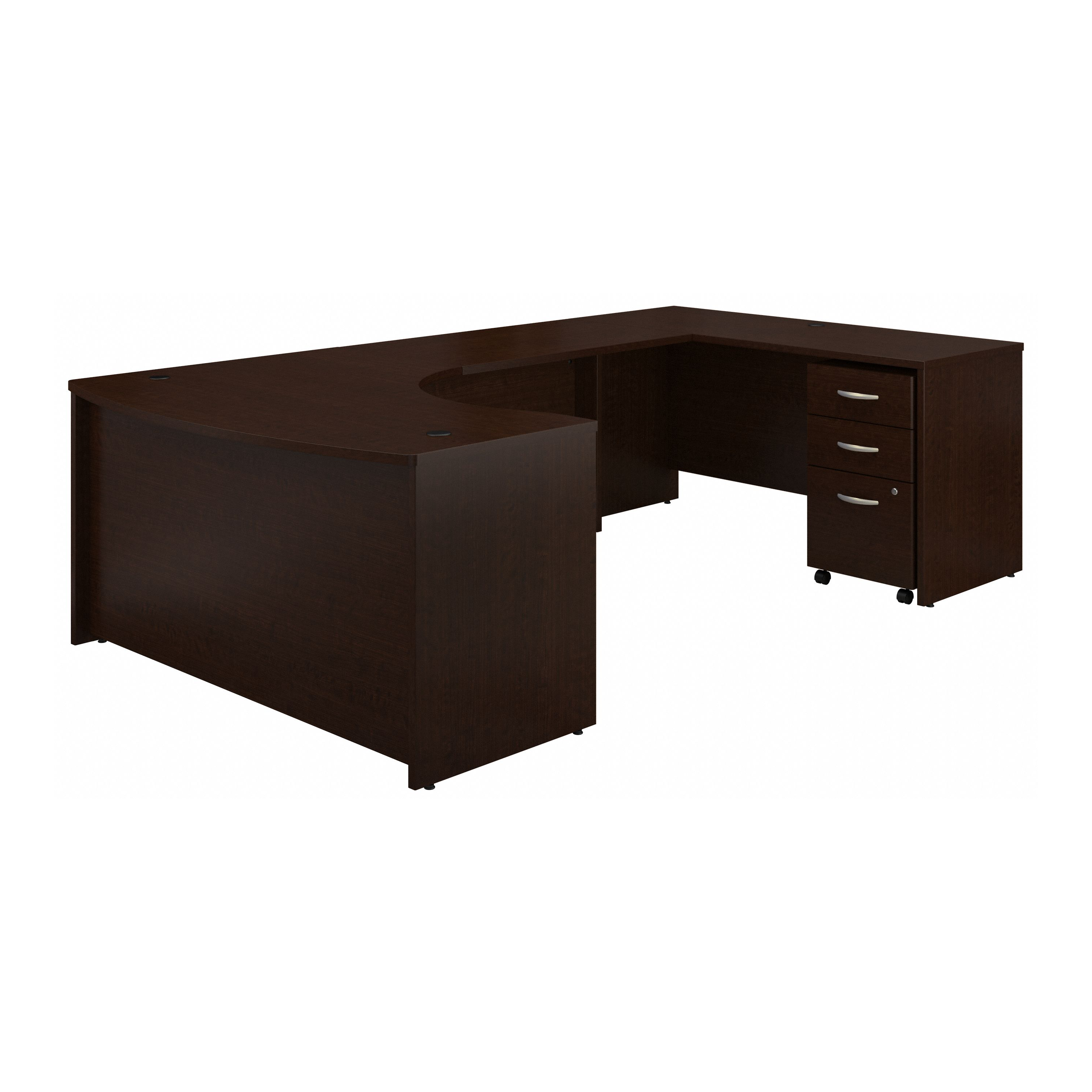 Shop Bush Business Furniture Series C 60W Right Handed Bow Front U Shaped Desk with Mobile File Cabinet 02 SRC089MRSU #color_mocha cherry