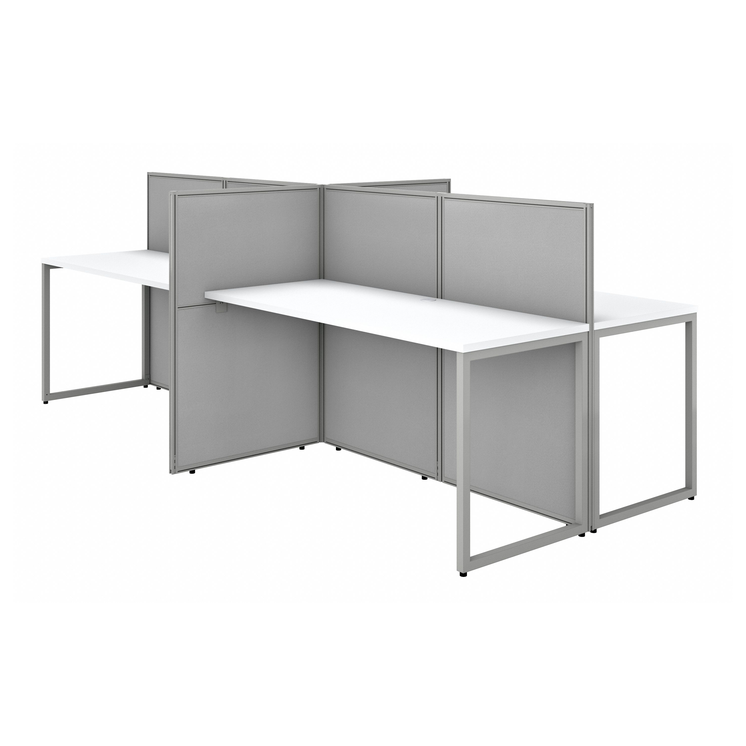 Shop Bush Business Furniture Easy Office 60W 4 Person Cubicle Desk Workstation with 45H Panels 02 EOD660WH-03K #color_pure white/silver gray fabric