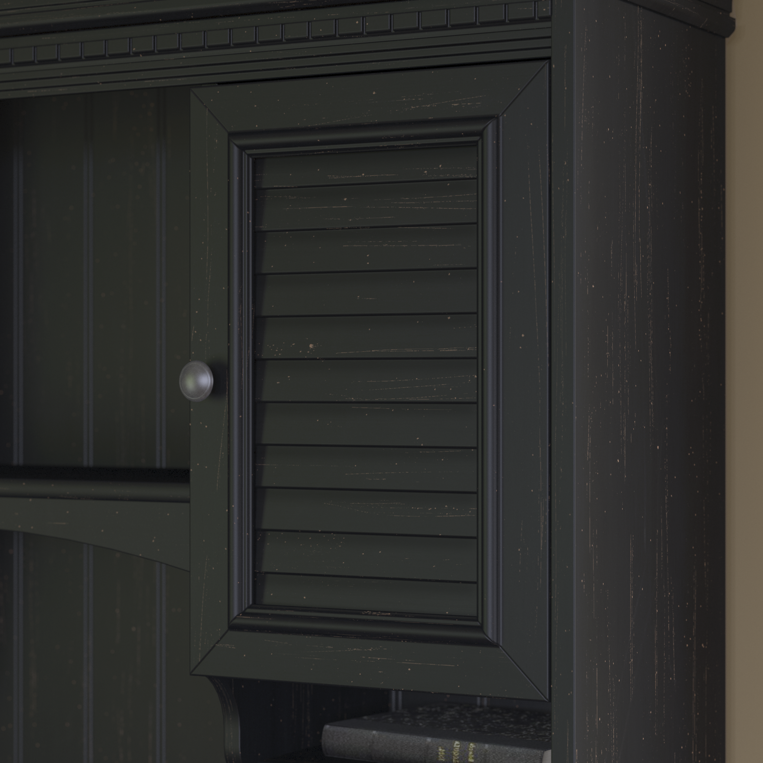 Shop Bush Furniture Fairview 60W L Shaped Desk with Hutch and Storage Cabinet with File Drawer 09 FV010AB #color_antique black/hansen cherry