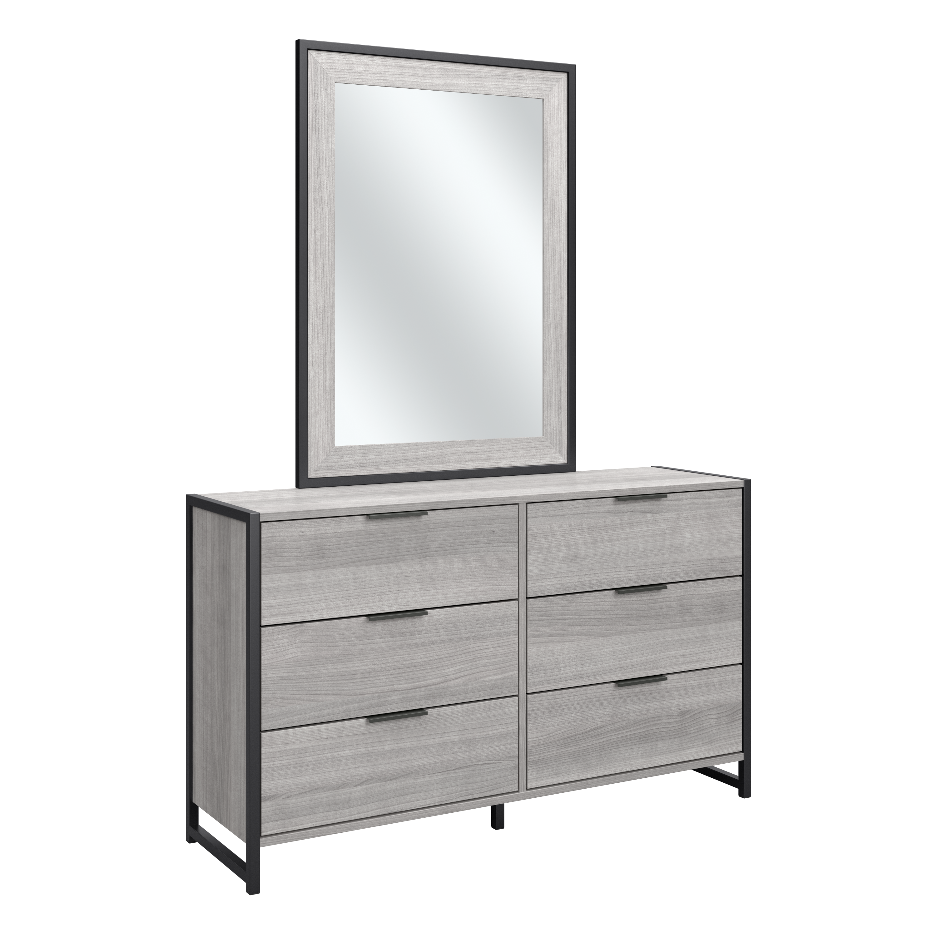 Shop Bush Furniture Atria 6 Drawer Dresser with Mirror 02 ATR015PG #color_platinum gray