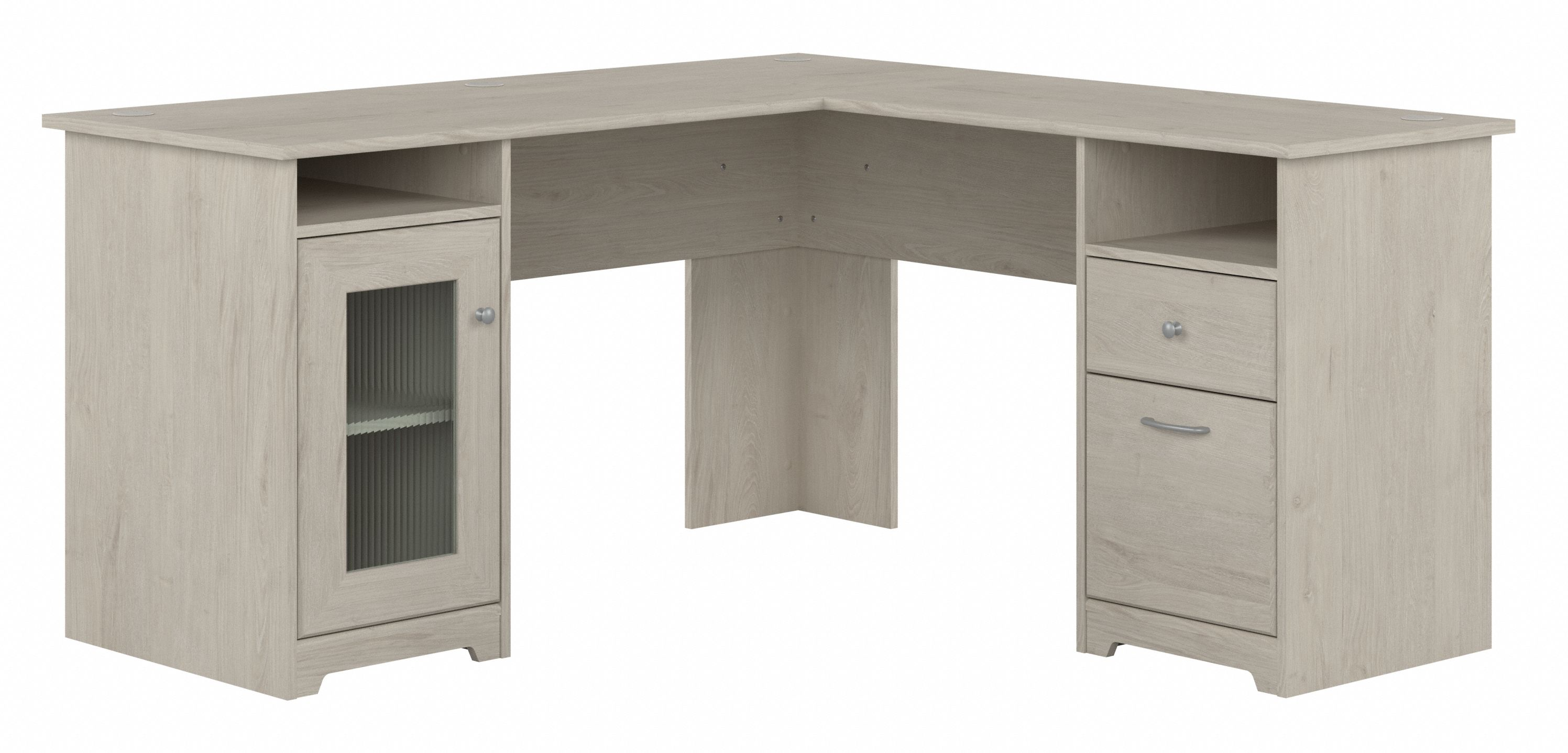 Shop Bush Furniture Cabot 60W L Shaped Computer Desk with Storage 02 WC31130K #color_linen white oak