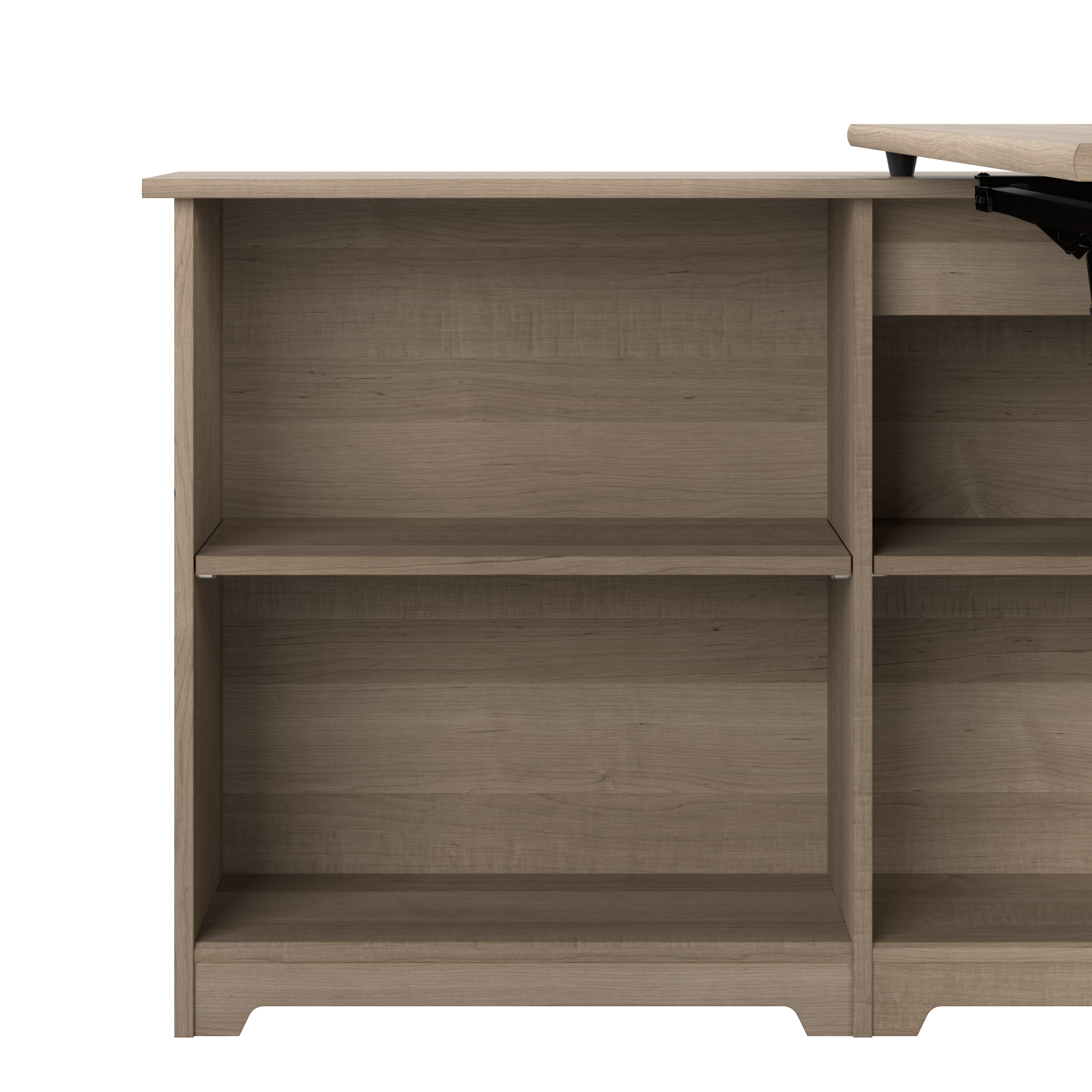 Shop Bush Furniture Cabot 52W 3 Position Sit to Stand Corner Desk with Shelves 03 WC31216 #color_ash gray