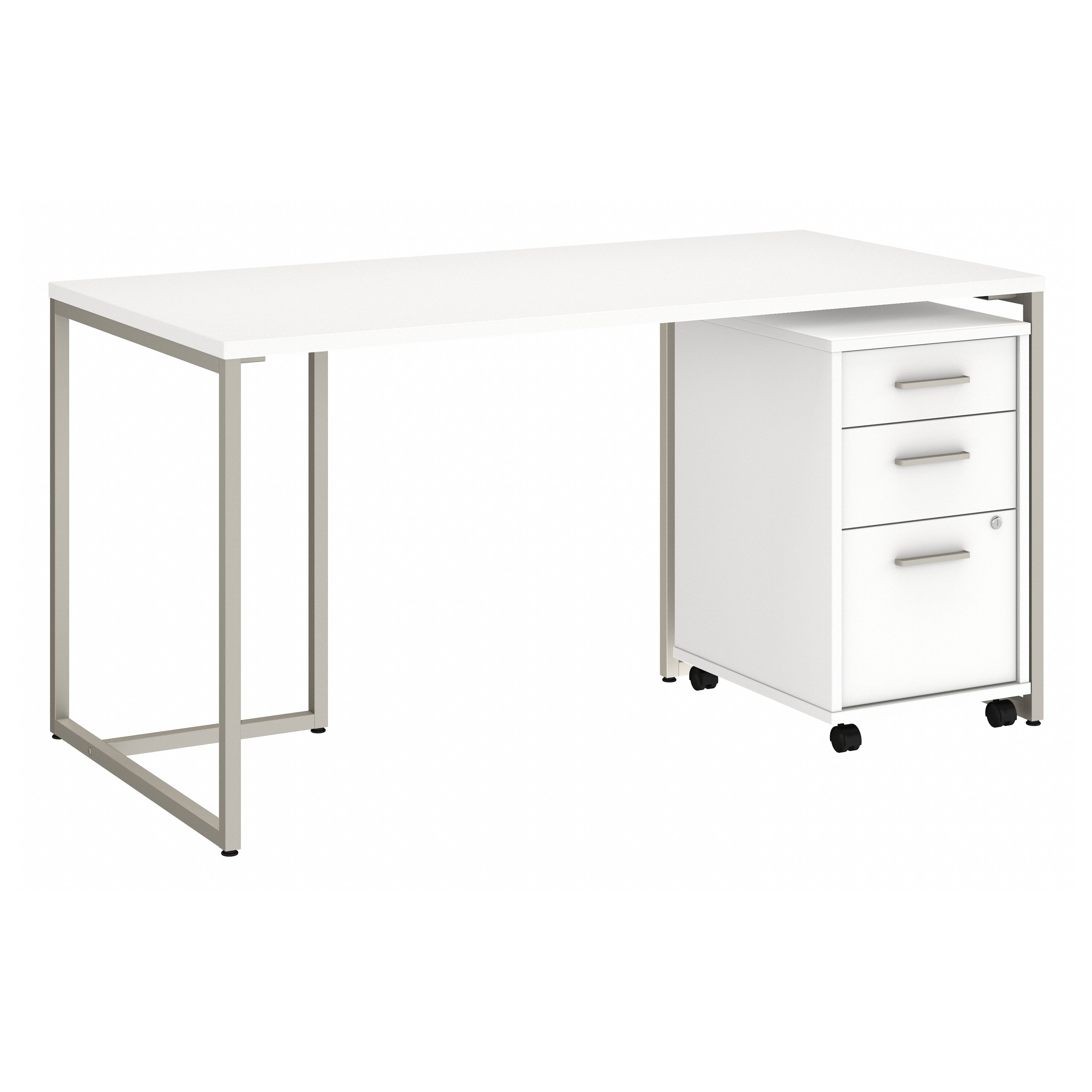 Shop Bush Business Furniture Method 60W Table Desk with 3 Drawer Mobile File Cabinet 02 MTH001WHSU #color_white