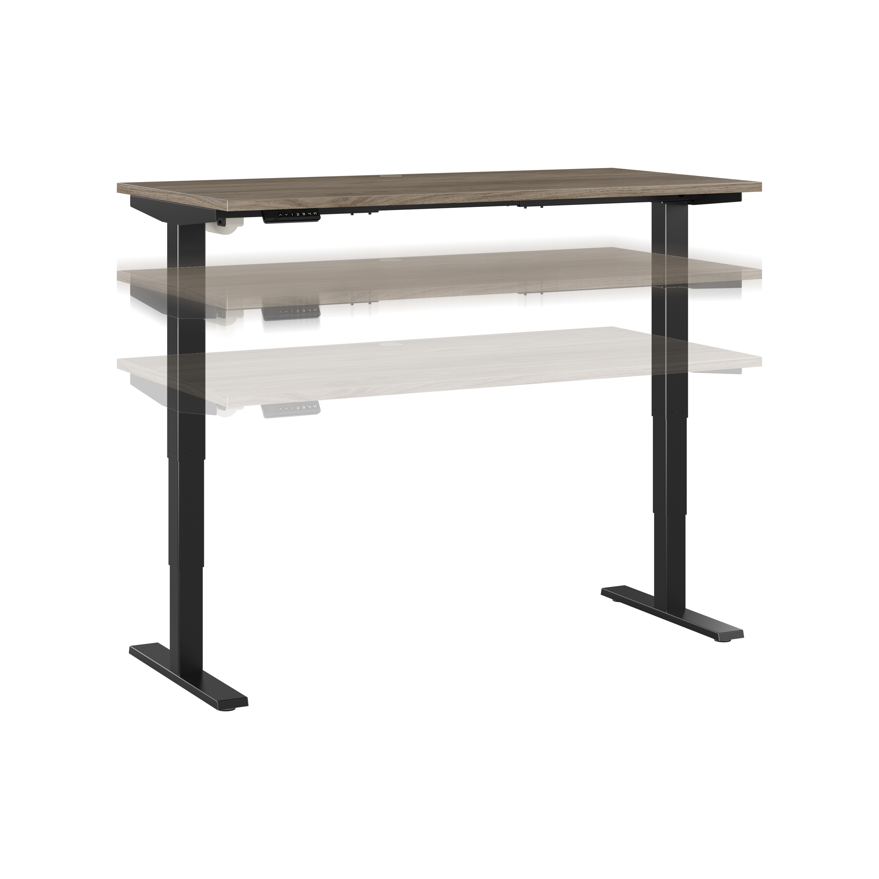 Shop Move 40 Series by Bush Business Furniture 60W x 30D Electric Height Adjustable Standing Desk 02 M4S6030MHBK #color_modern hickory/black powder coat