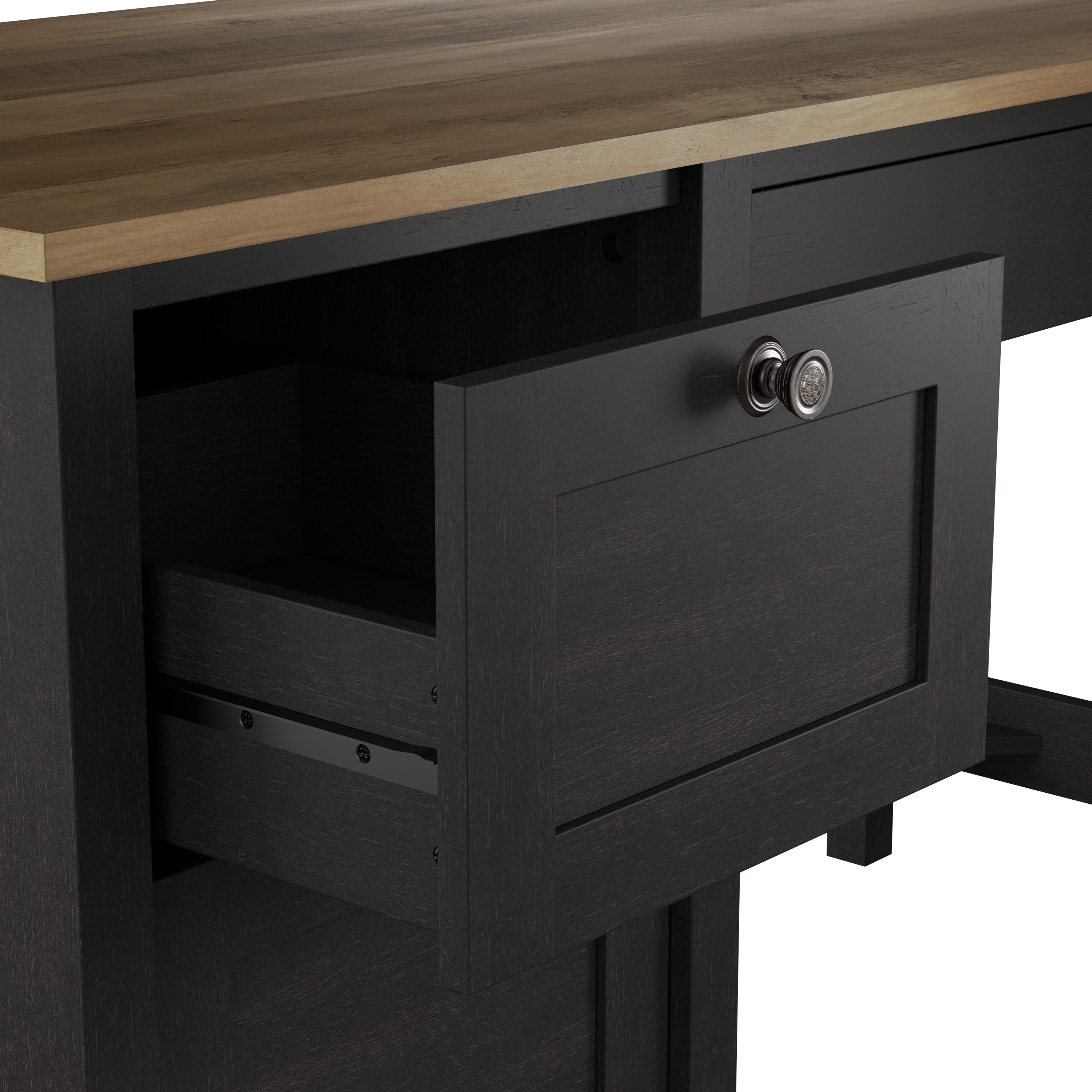 Shop Bush Furniture Mayfield 54W Computer Desk with Drawers 03 MAD254V2P-03 #color_vintage black/reclaimed pine