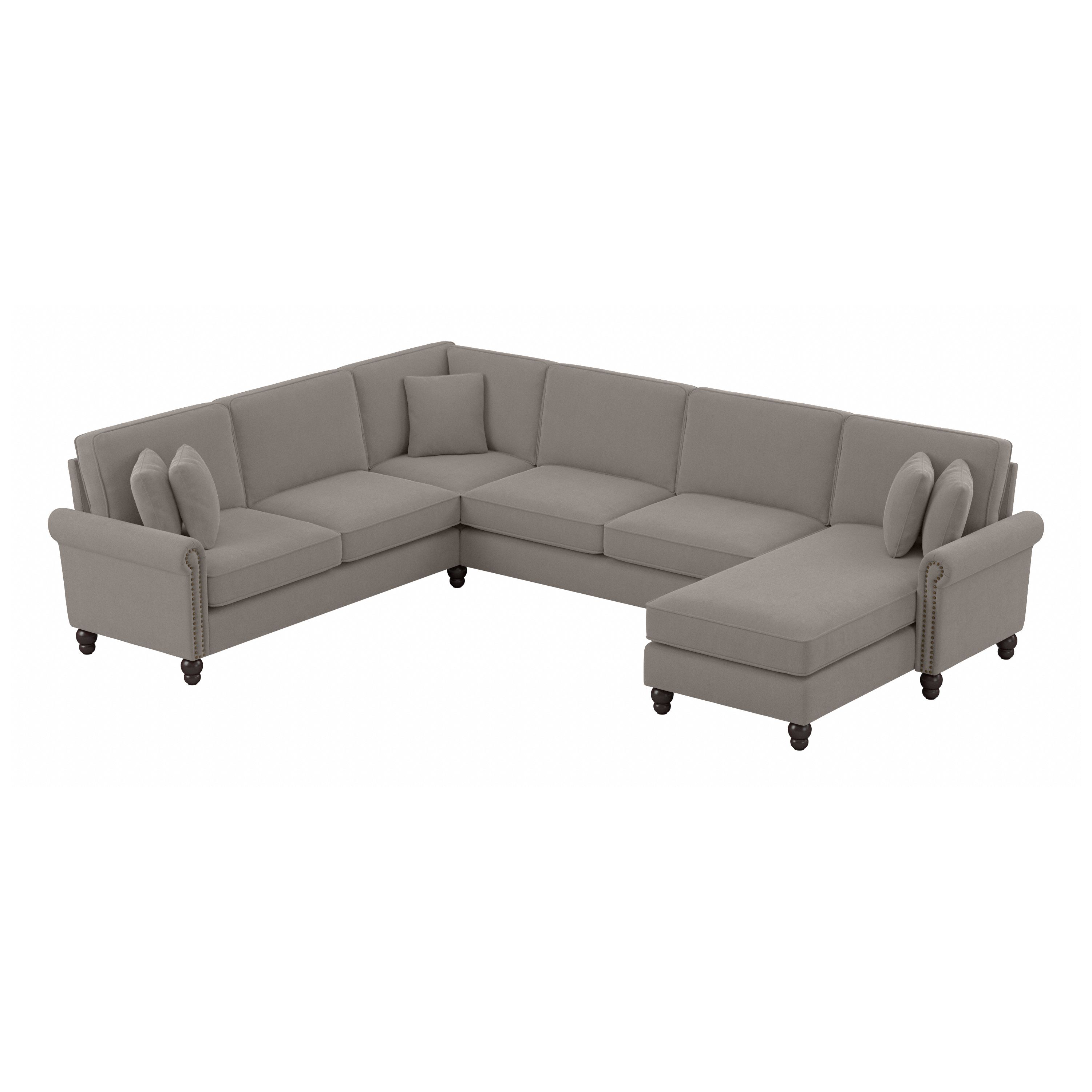 Shop Bush Furniture Coventry 128W U Shaped Sectional Couch with Reversible Chaise Lounge 02 CVY127BBGH-03K #color_beige herringbone fabric