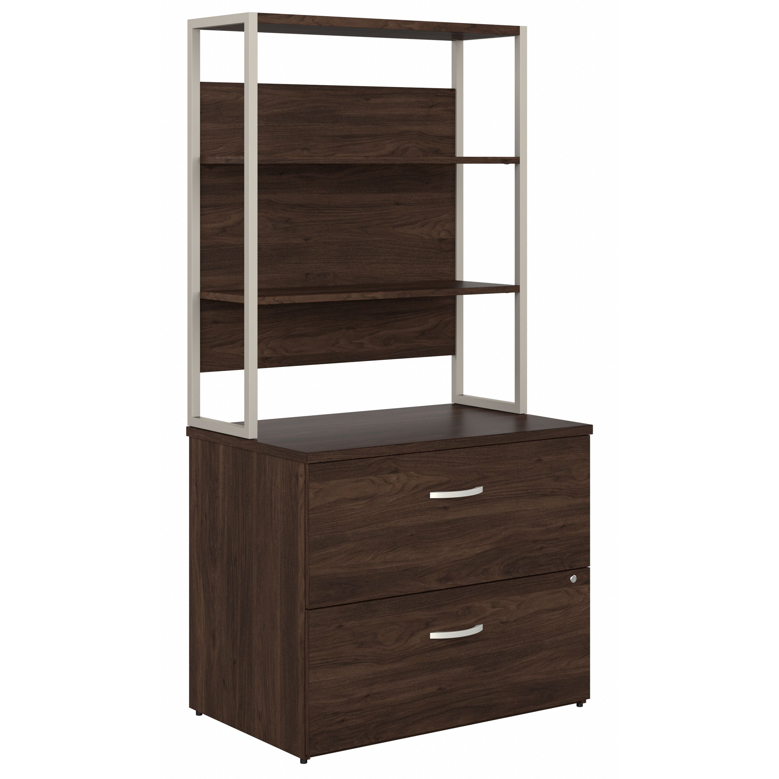 Shop Bush Business Furniture Hybrid 2 Drawer Lateral File Cabinet with Shelves 02 HYB018BWSU #color_black walnut