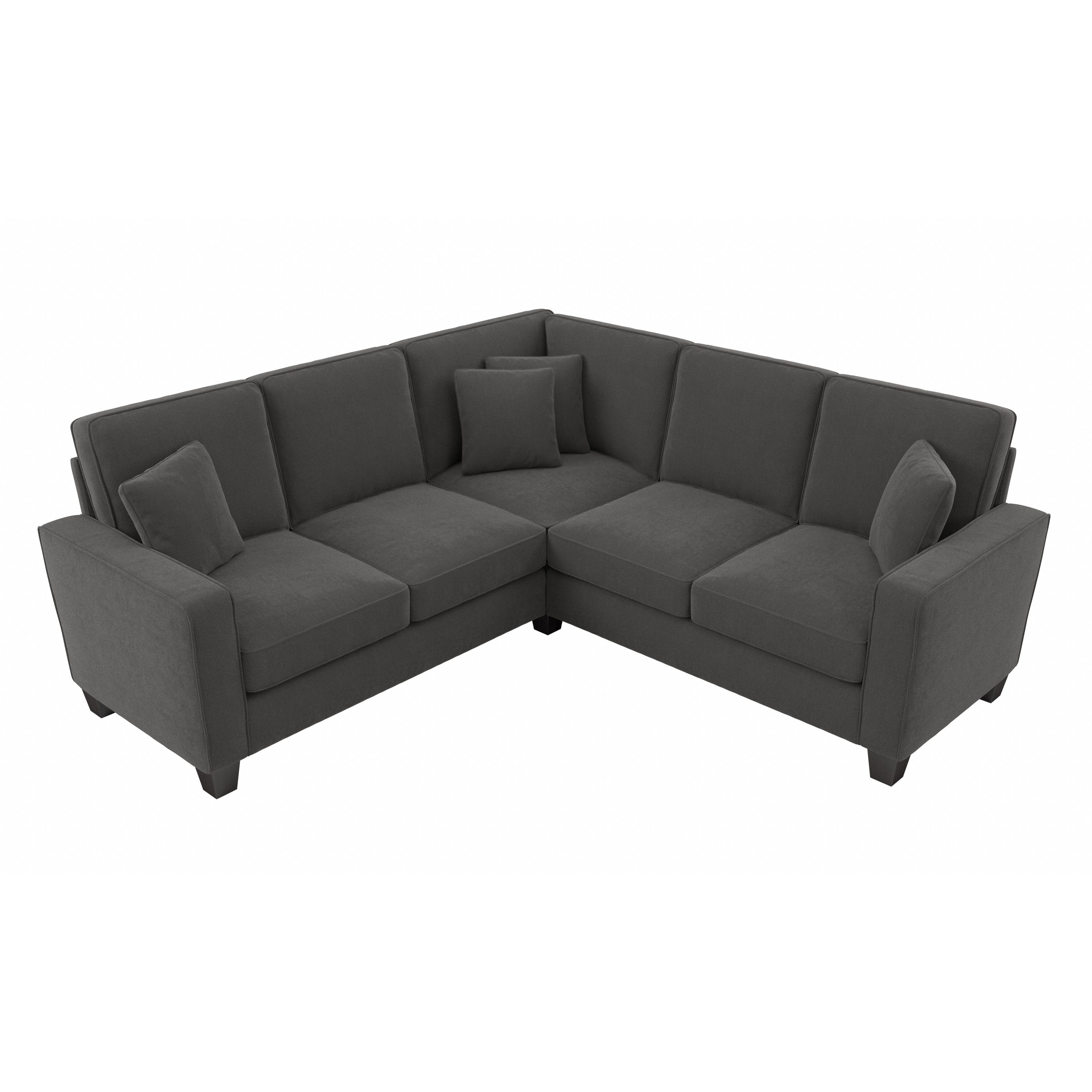 Shop Bush Furniture Stockton 87W L Shaped Sectional Couch 02 SNY86SCGH-03K #color_charcoal gray herringbone fabr