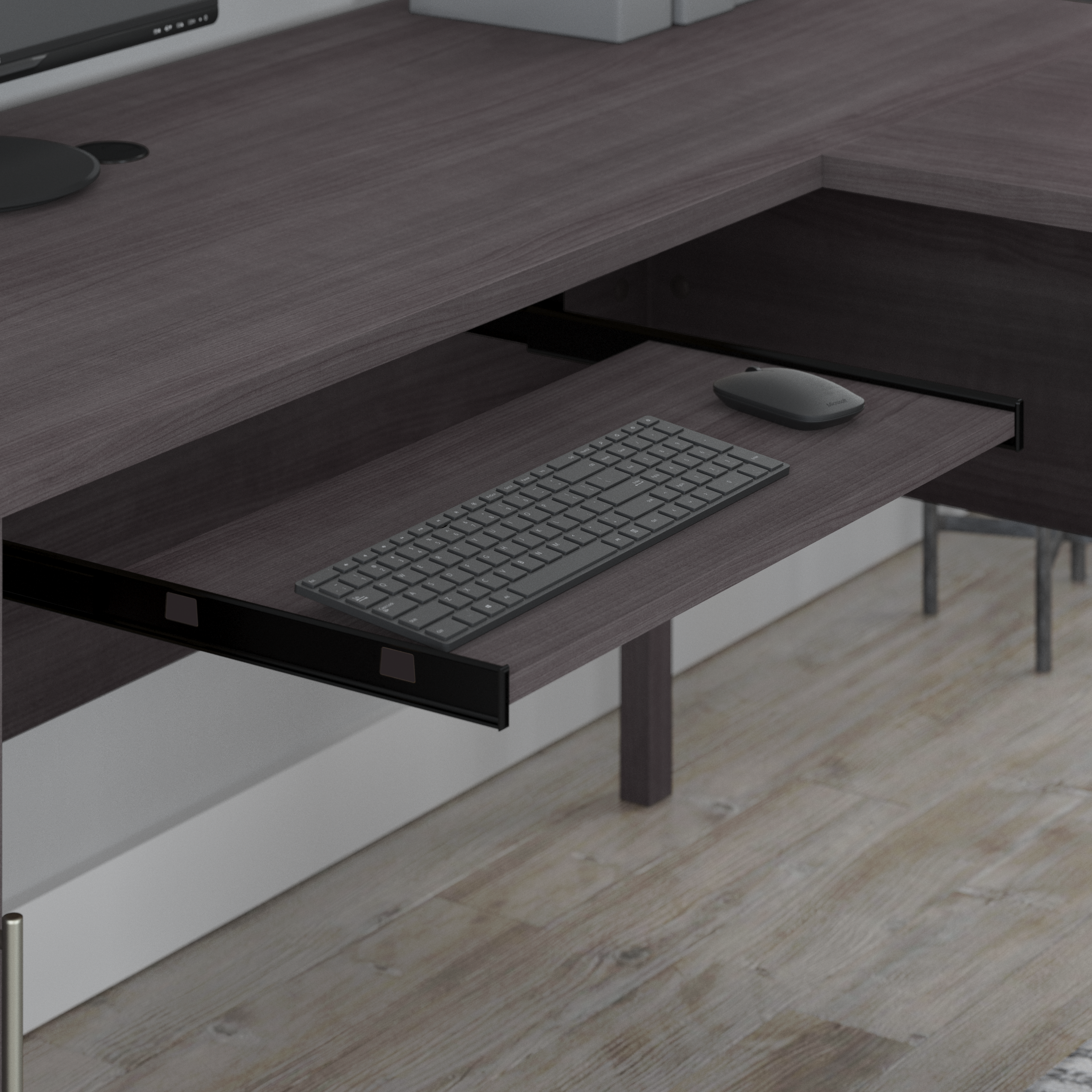 Shop Bush Furniture Somerset 60W L Shaped Desk with Hutch 03 SET002SG #color_storm gray