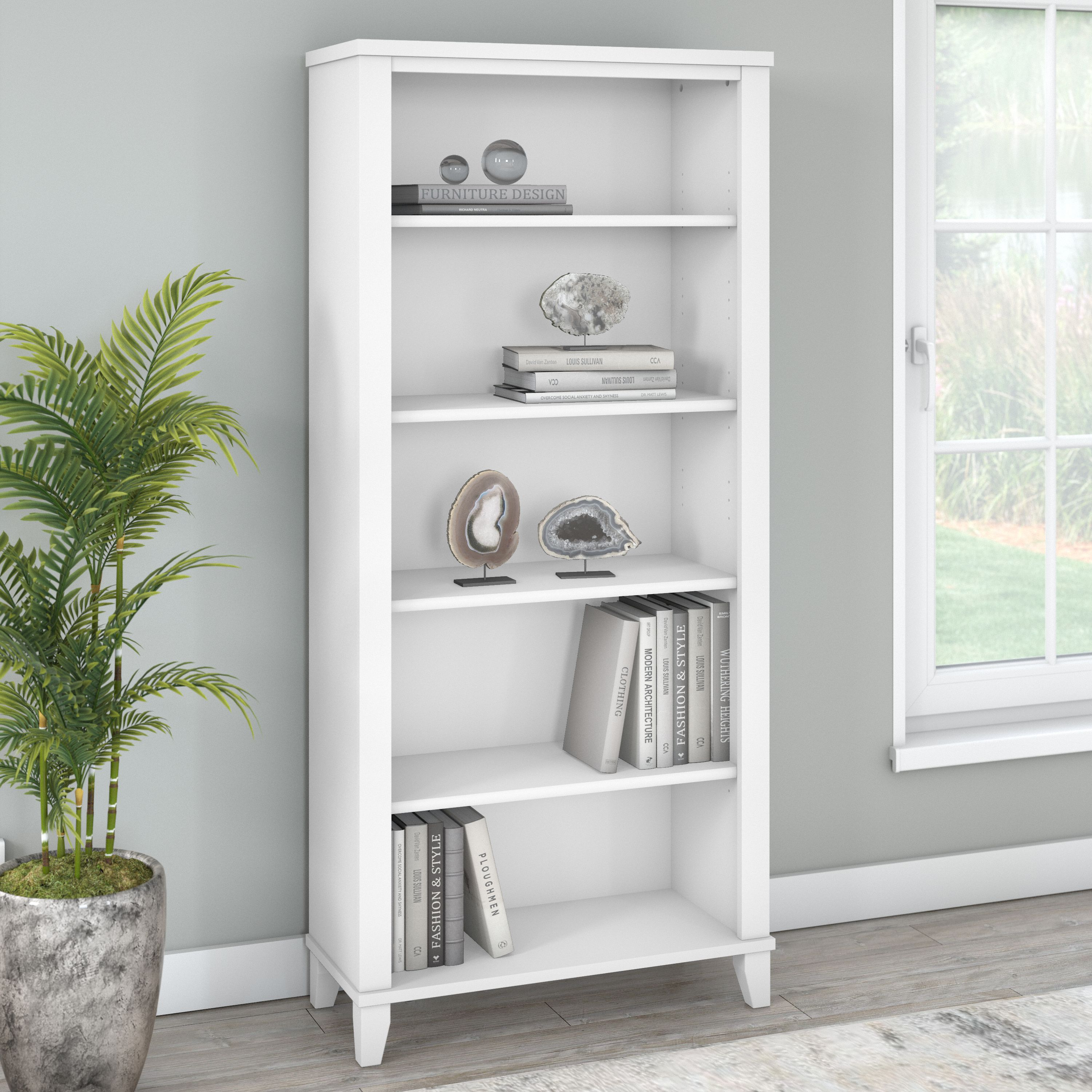Shop Bush Furniture Somerset Tall 5 Shelf Bookcase 01 WC81965 #color_white