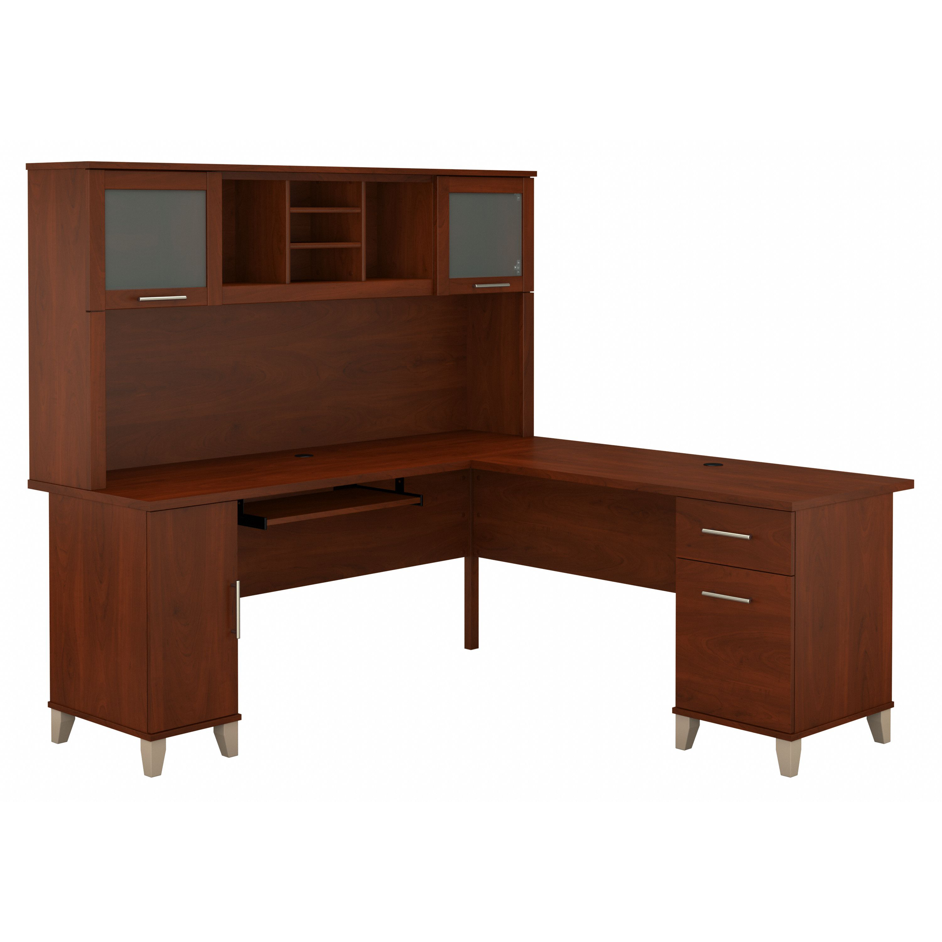 Shop Bush Furniture Somerset 72W L Shaped Desk with Hutch 02 SET001HC #color_hansen cherry