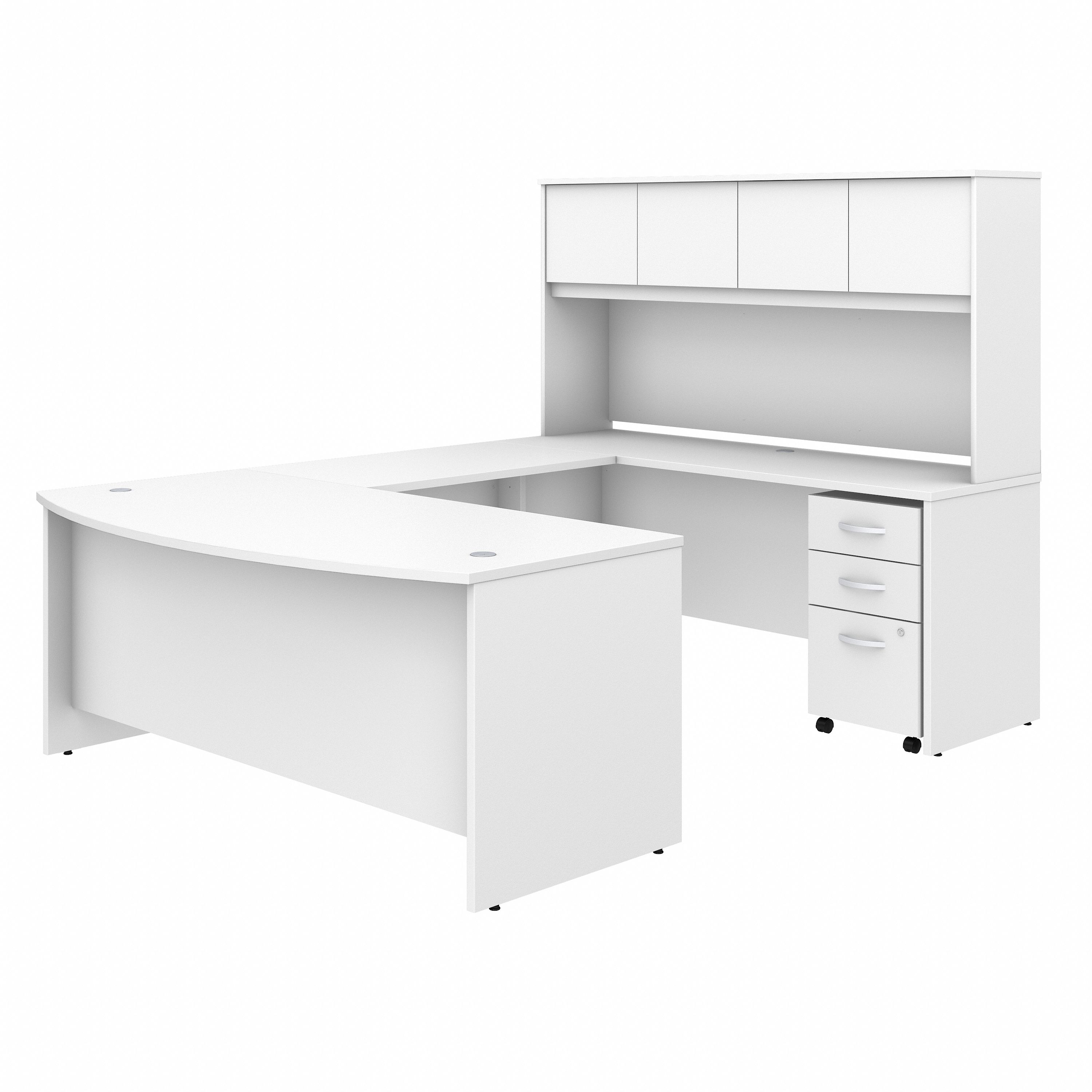 Shop Bush Business Furniture Studio C 72W x 36D U Shaped Desk with Hutch and Mobile File Cabinet 02 STC003WHSU #color_white