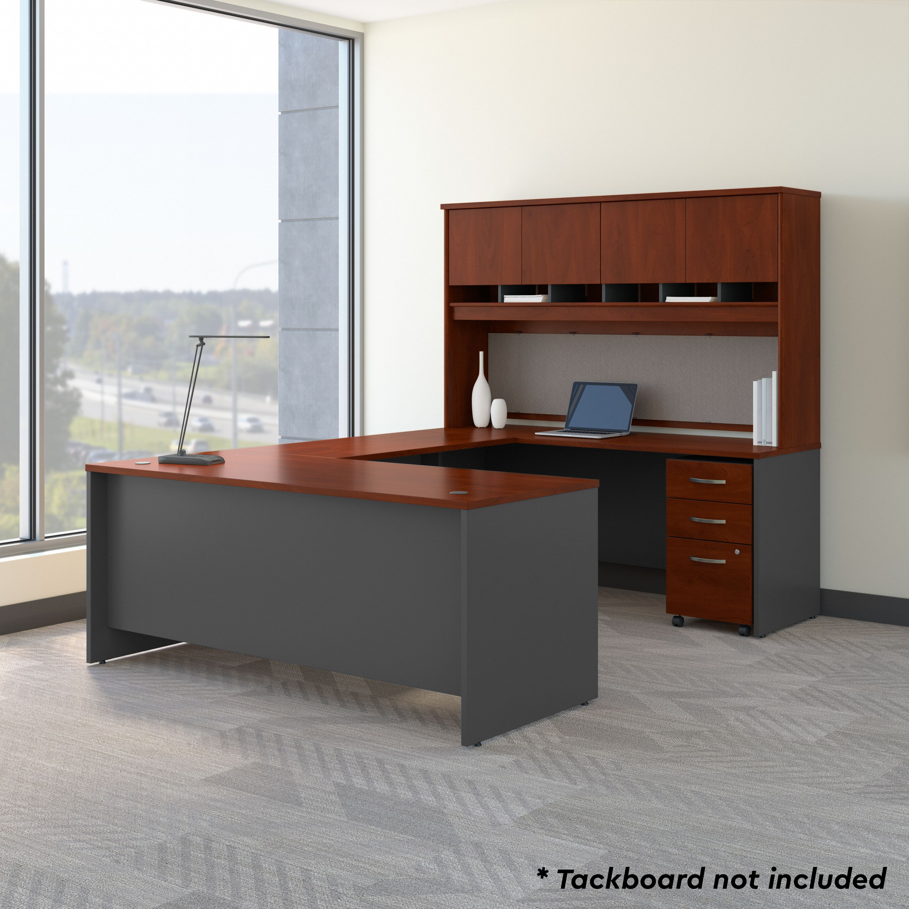 Shop Bush Business Furniture Series C 72W U Shaped Desk with Hutch and Storage 01 SRC094HCSU #color_hansen cherry/graphite gray