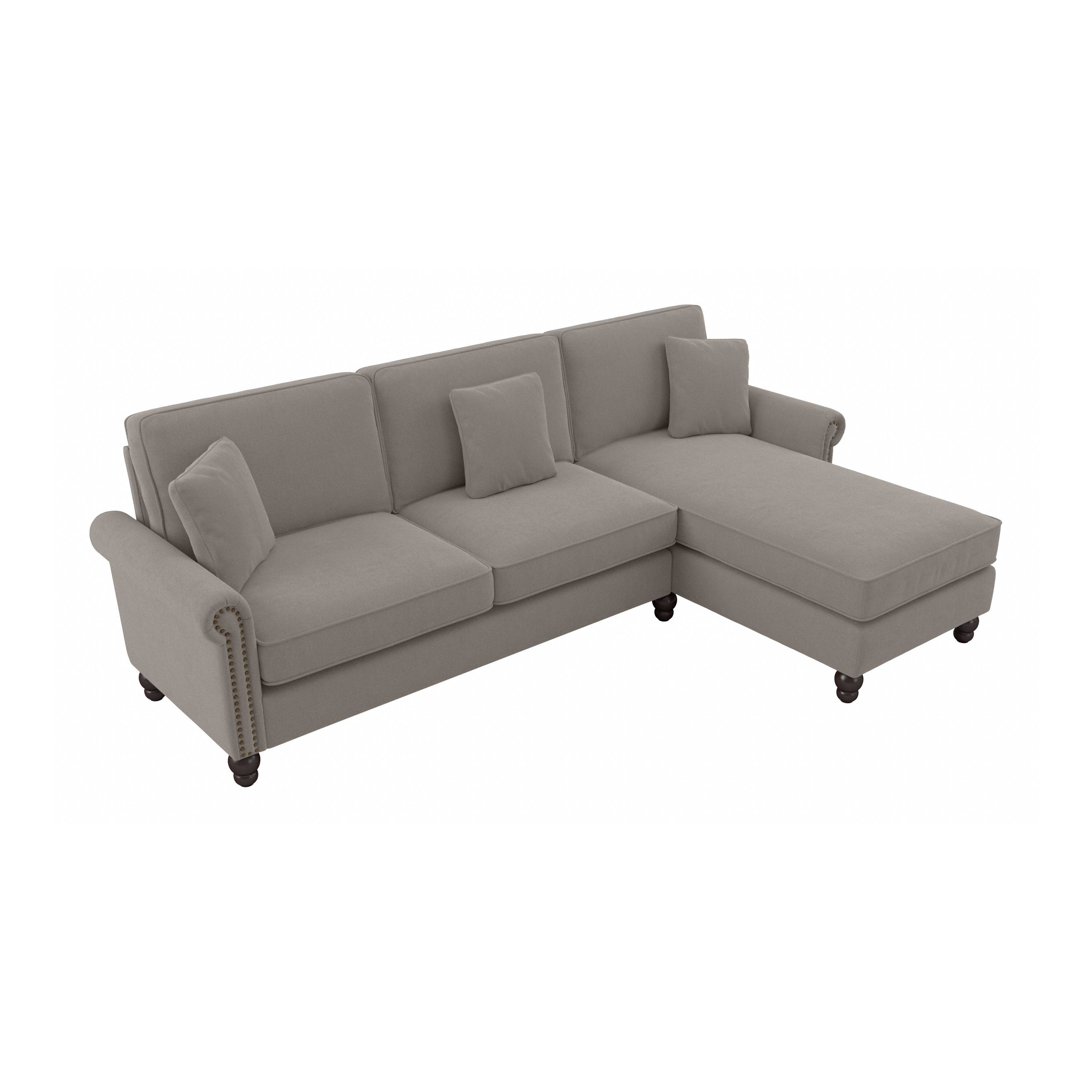 Shop Bush Furniture Coventry 102W Sectional Couch with Reversible Chaise Lounge 02 CVY102BBGH-03K #color_beige herringbone fabric