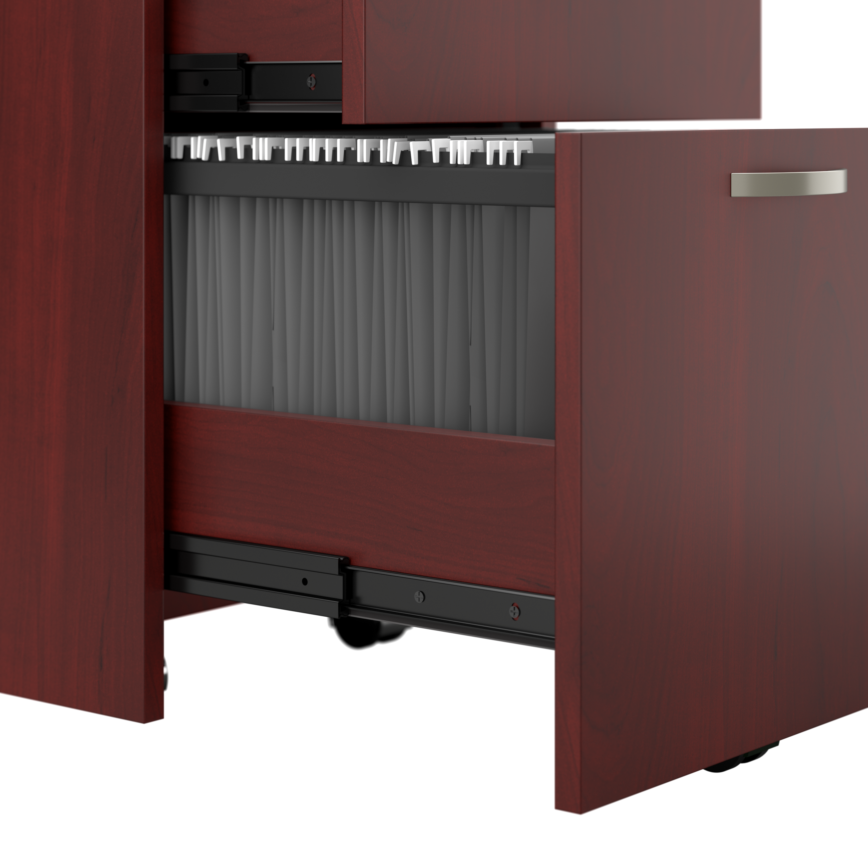 Shop Bush Business Furniture Office in an Hour 2 Person Straight Cubicle Desks with Storage, Drawers, and Organizers 03 OIAH005HC #color_hansen cherry