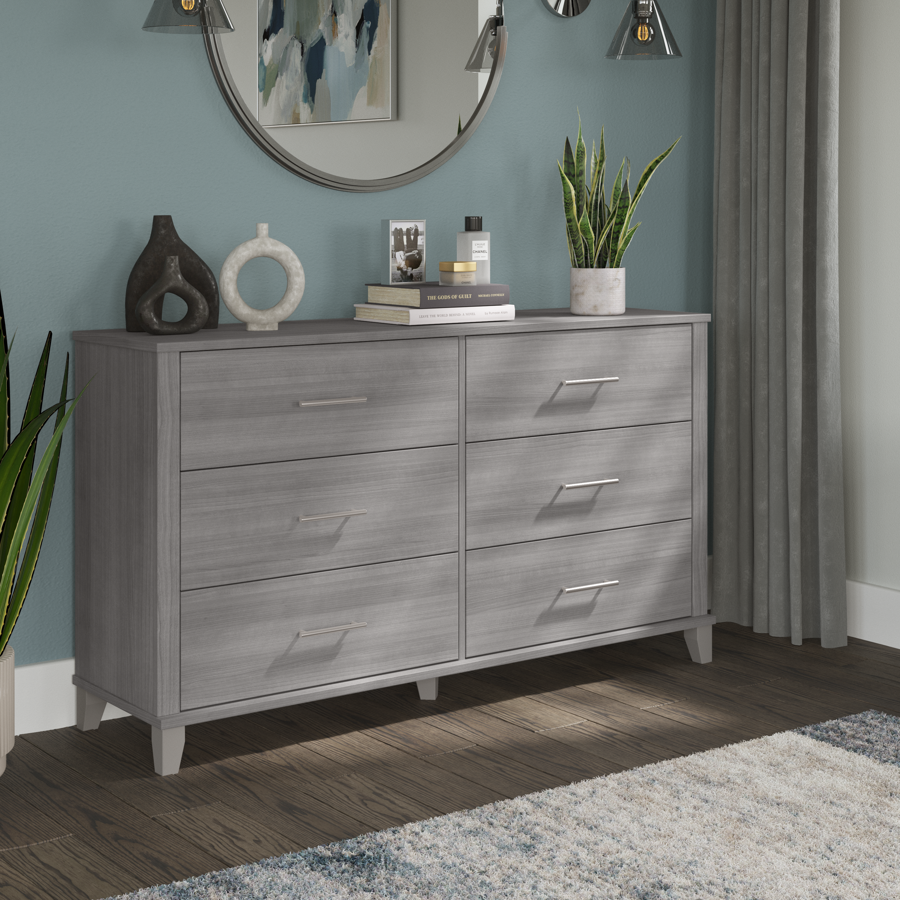 Shop Bush Furniture Somerset 6 Drawer Dresser 01 STS160PGK #color_platinum gray