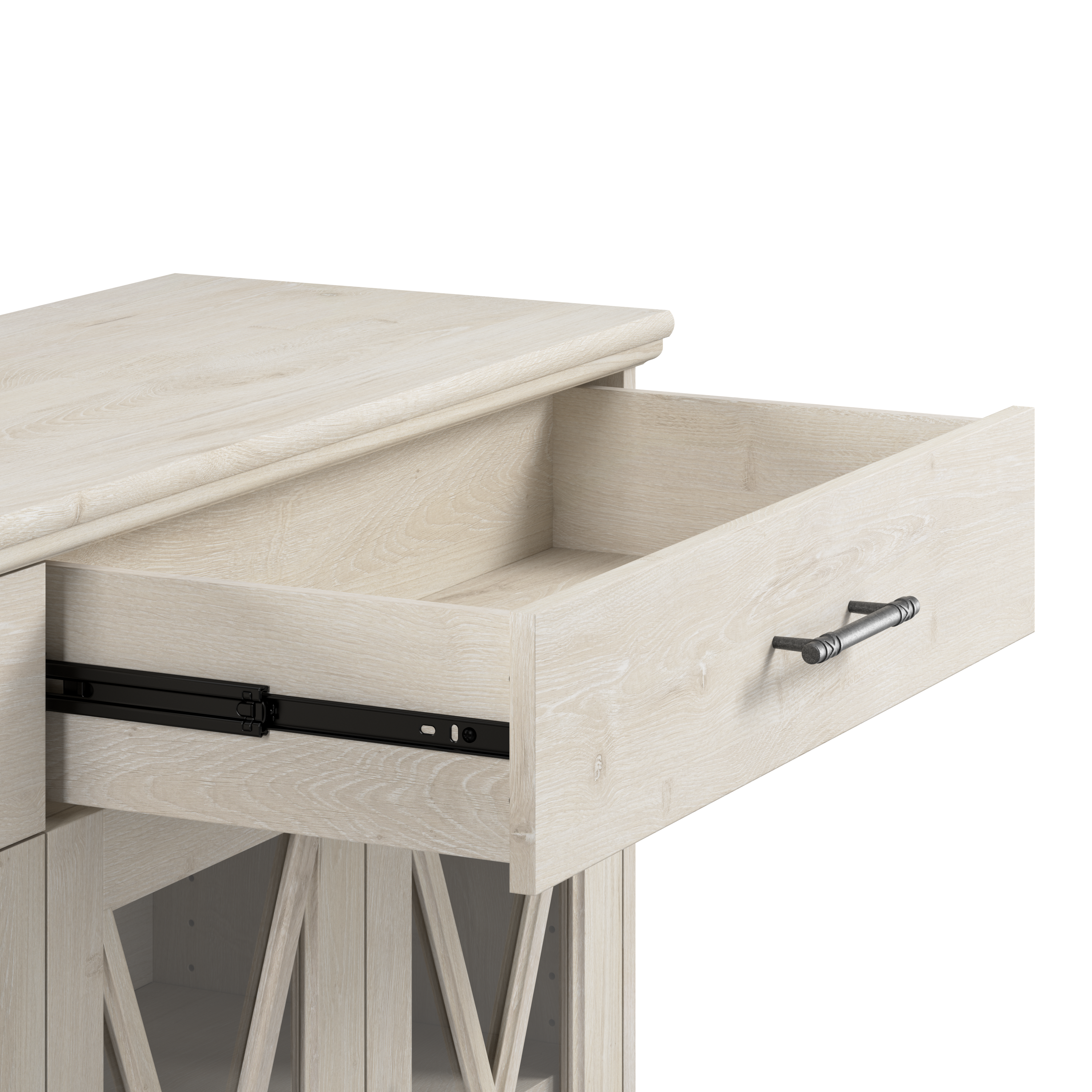Shop Bush Furniture Lennox 60W Farmhouse Sideboard Buffet Cabinet with Hutch 04 LEN017LW #color_linen white oak