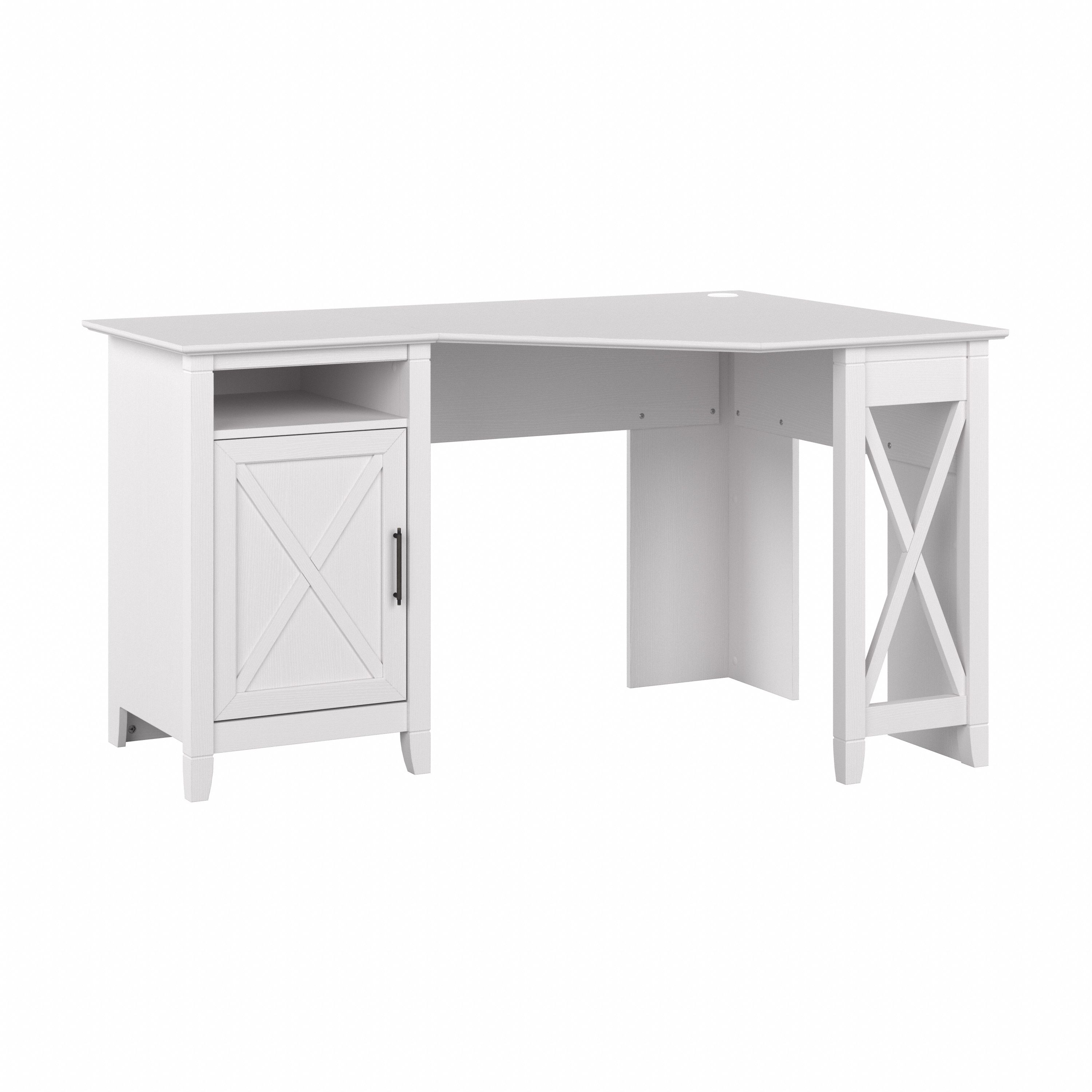 Shop Bush Furniture Key West 54W Corner Computer Desk with Storage 02 KWD254WT-03 #color_pure white oak