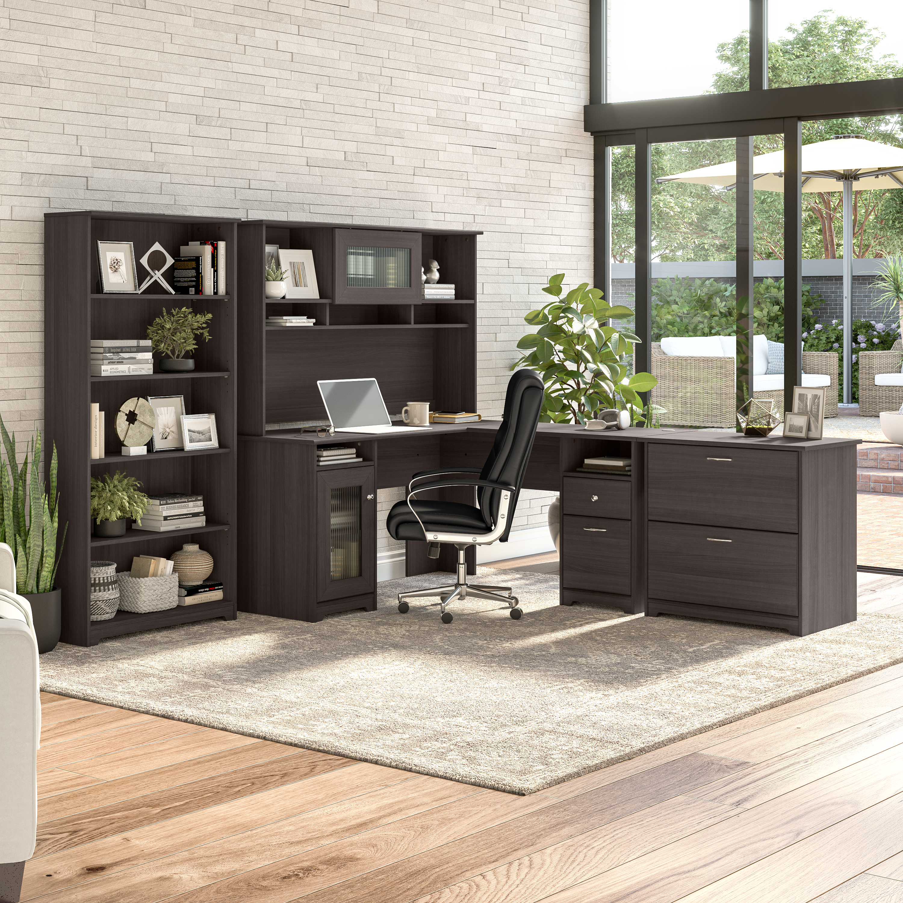 Shop Bush Furniture Cabot 60W L Shaped Computer Desk with Storage 08 WC31730K #color_heather gray
