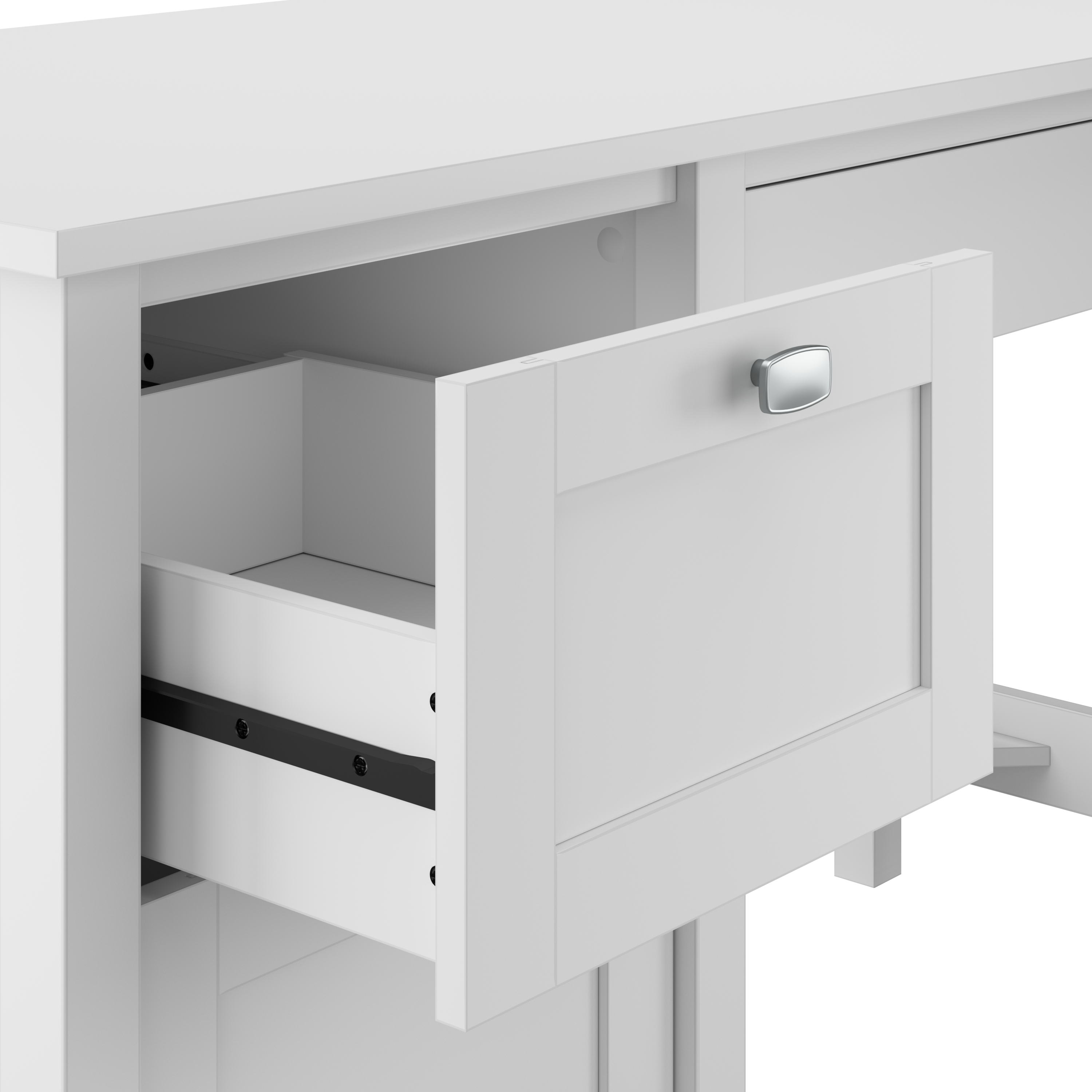 Shop Bush Furniture Broadview 54W Computer Desk and Chair Set 04 BD021WH #color_pure white
