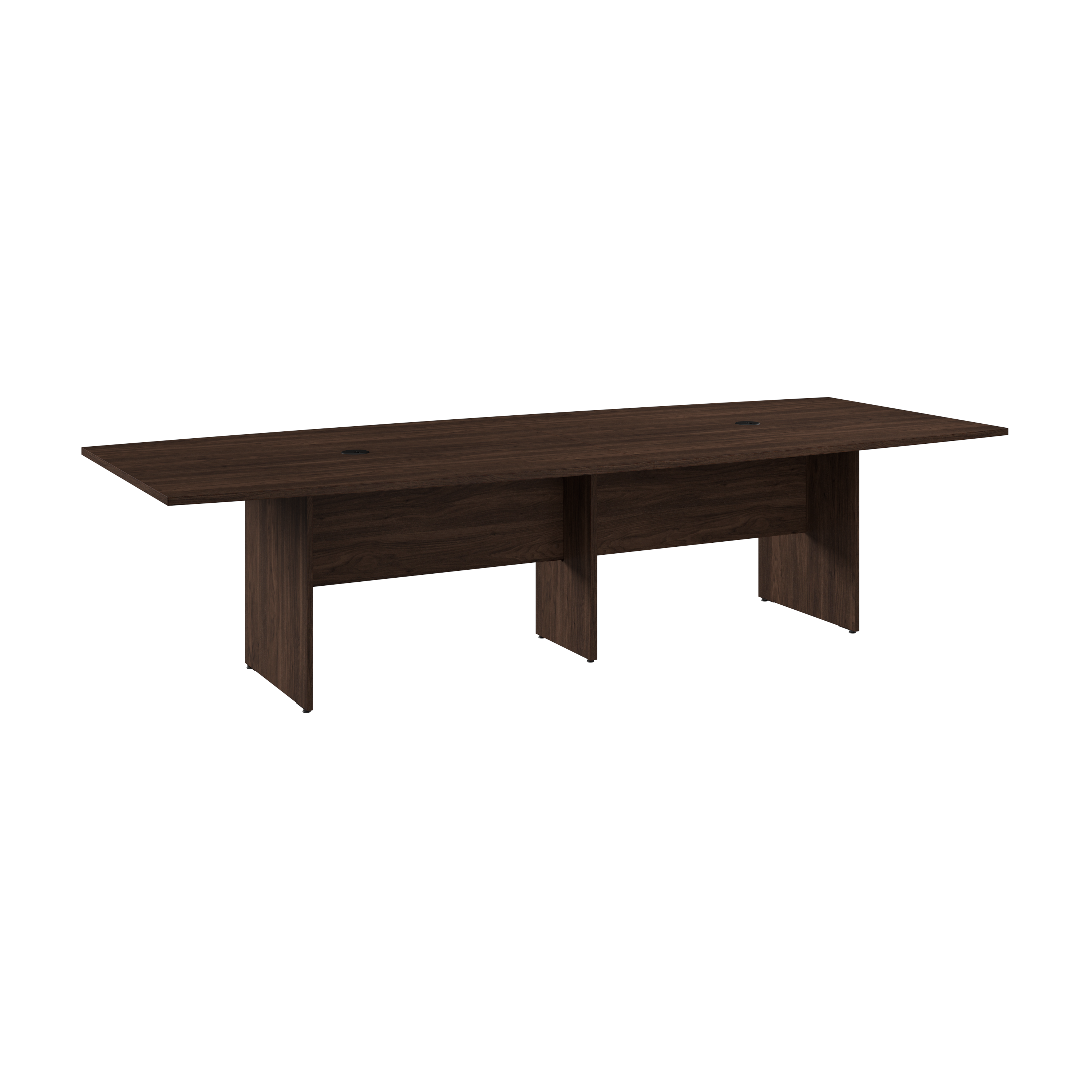 Shop Bush Business Furniture 120W x 48D Boat Shaped Conference Table with Wood Base 02 99TB12048BWK #color_black walnut