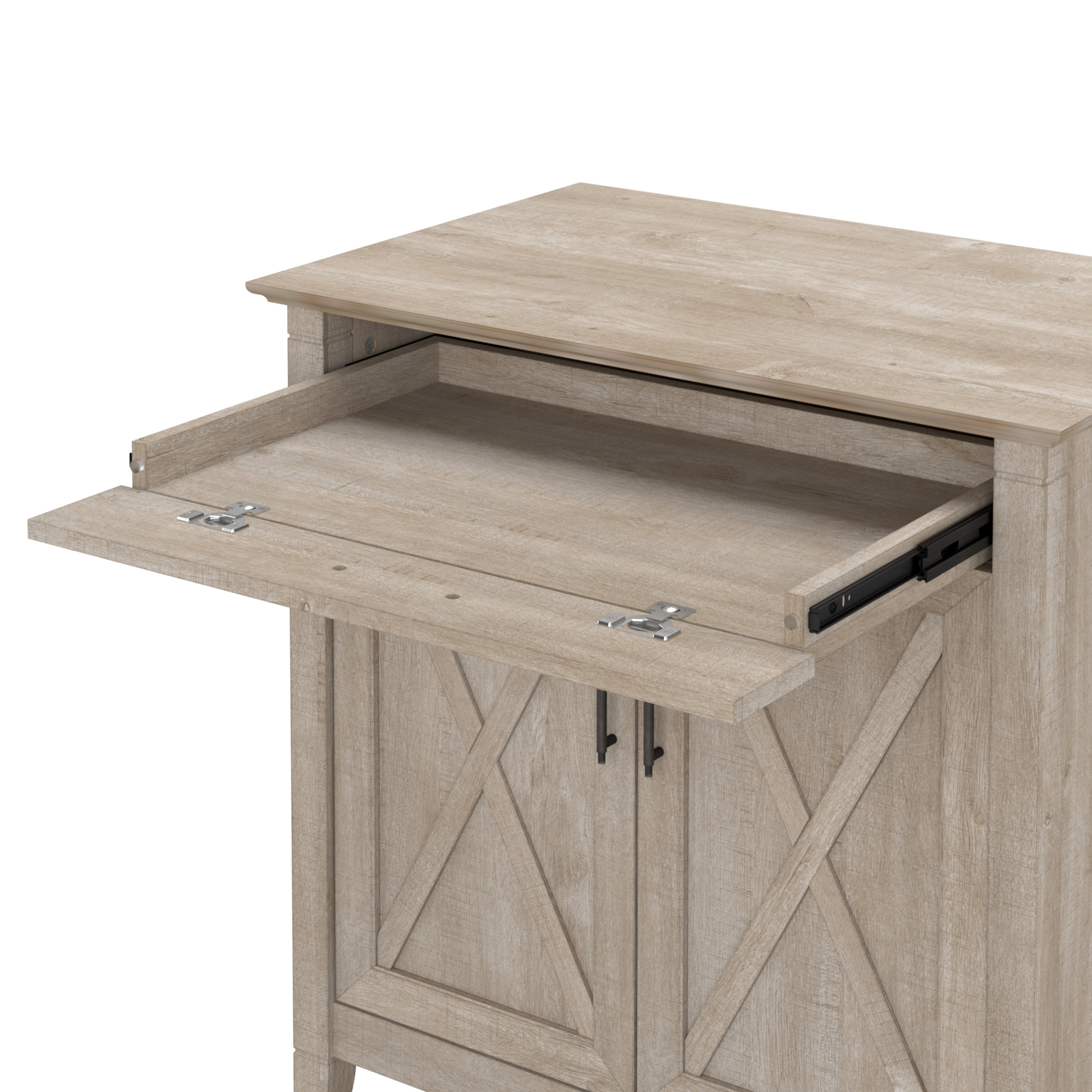Shop Bush Furniture Key West Secretary Desk with Storage and 5 Shelf Bookcase 04 KWS012WG #color_washed gray