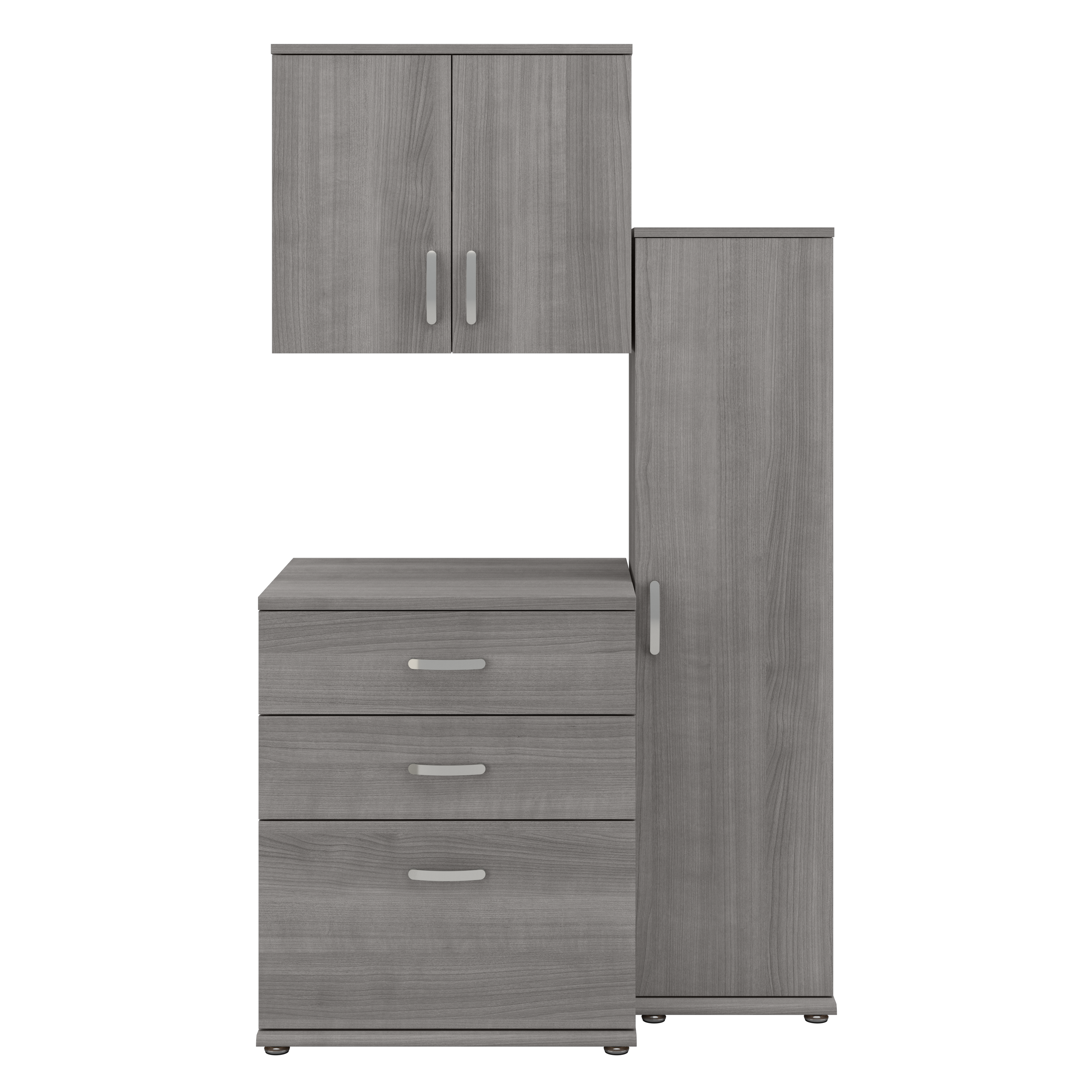 Shop Bush Business Furniture Universal 3 Piece Modular Closet Storage Set with Floor and Wall Cabinets 02 CLS005PG #color_platinum gray
