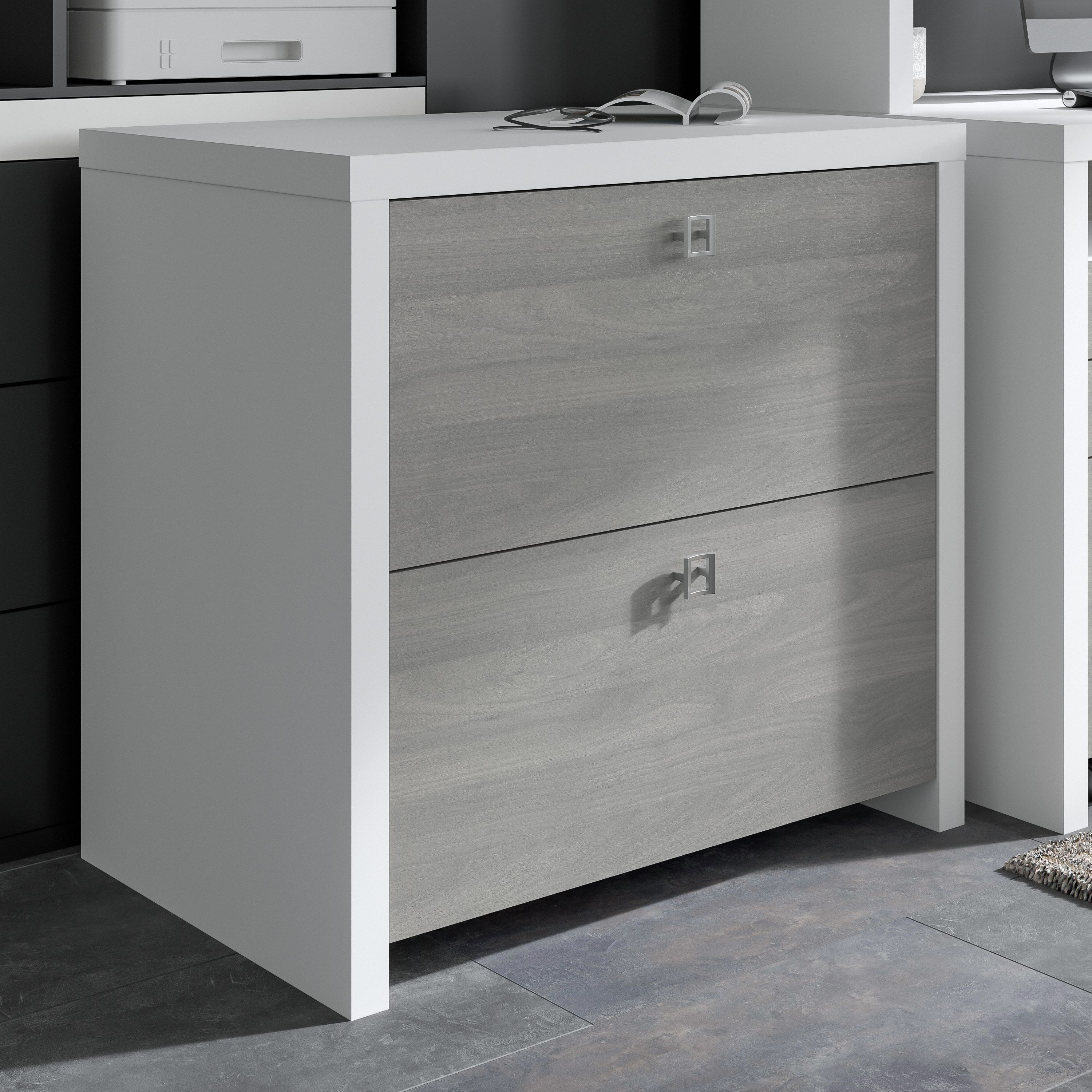 Shop Bush Business Furniture Echo 2 Drawer Lateral File Cabinet 01 KI60502-03 #color_pure white/modern gray
