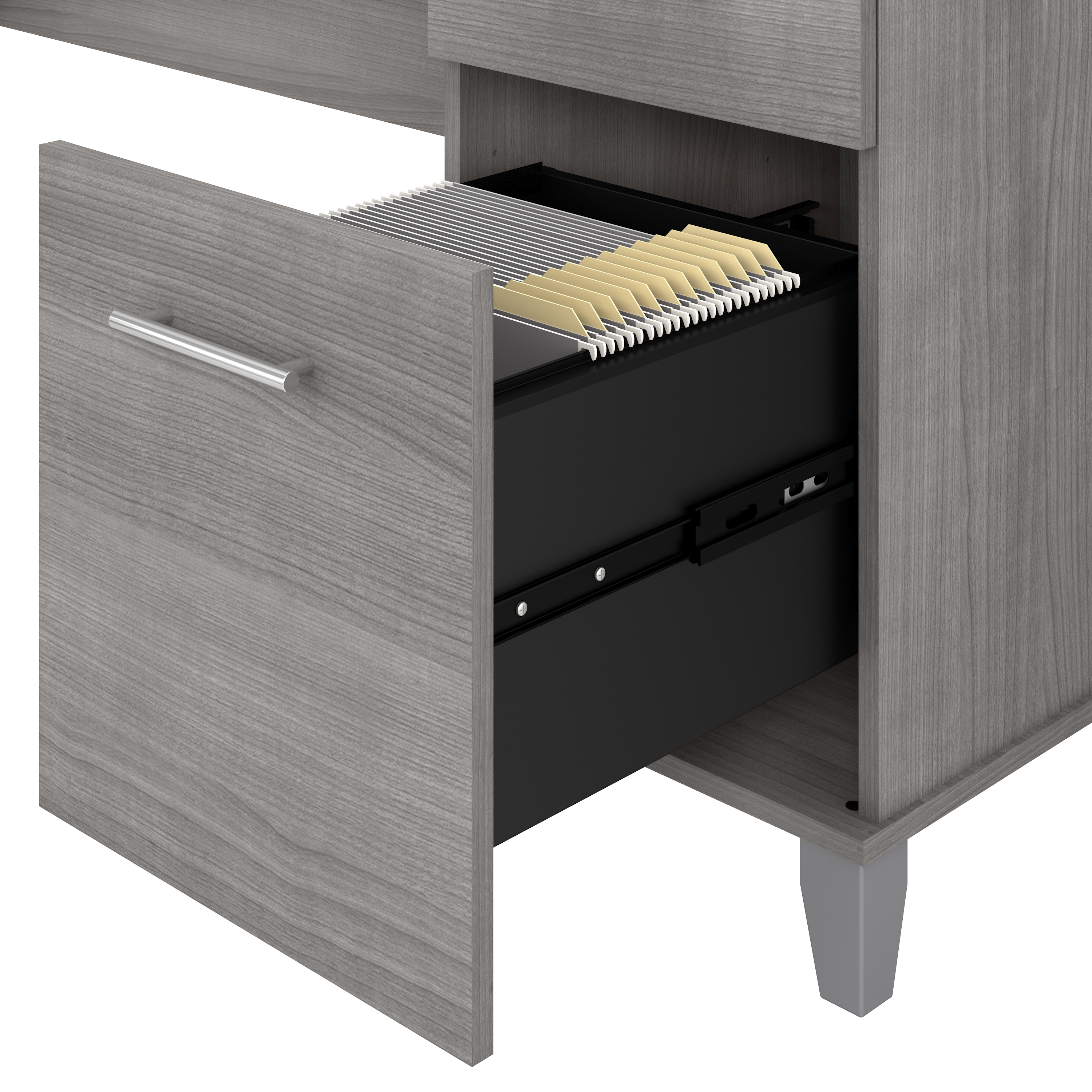 Shop Bush Furniture Somerset 60W L Shaped Desk with Hutch and 5 Shelf Bookcase 04 SET010PG #color_platinum gray
