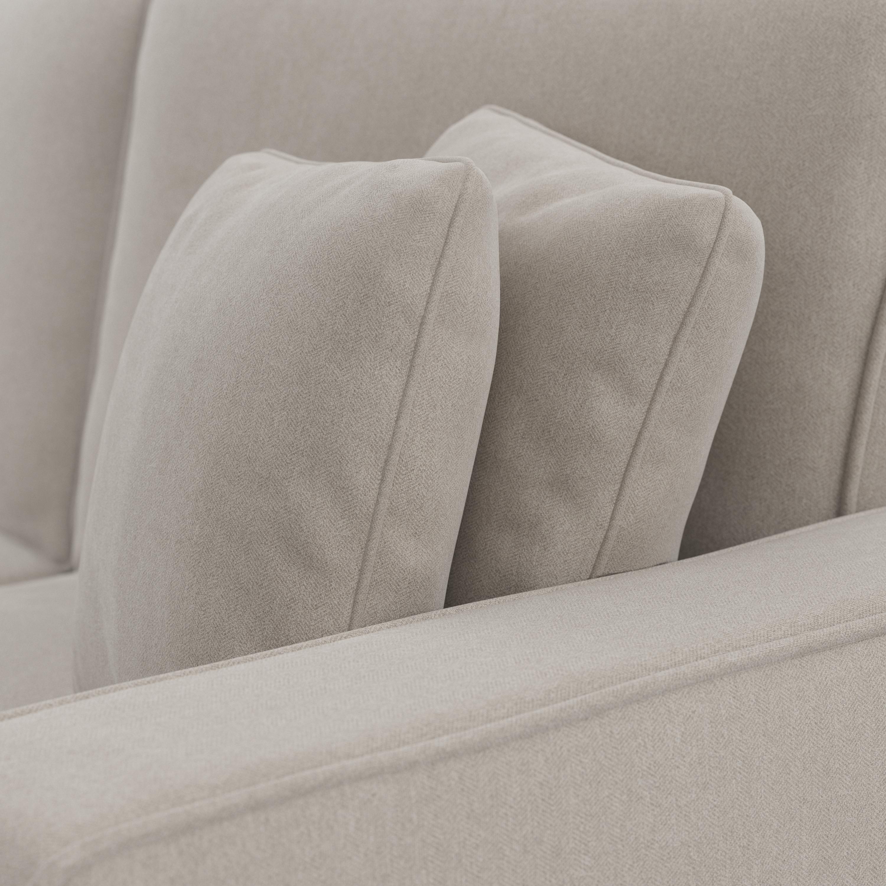 Shop Bush Furniture Stockton 85W Sofa with Loveseat, Accent Chair, and Ottoman 04 SKT020BGH #color_beige herringbone fabric