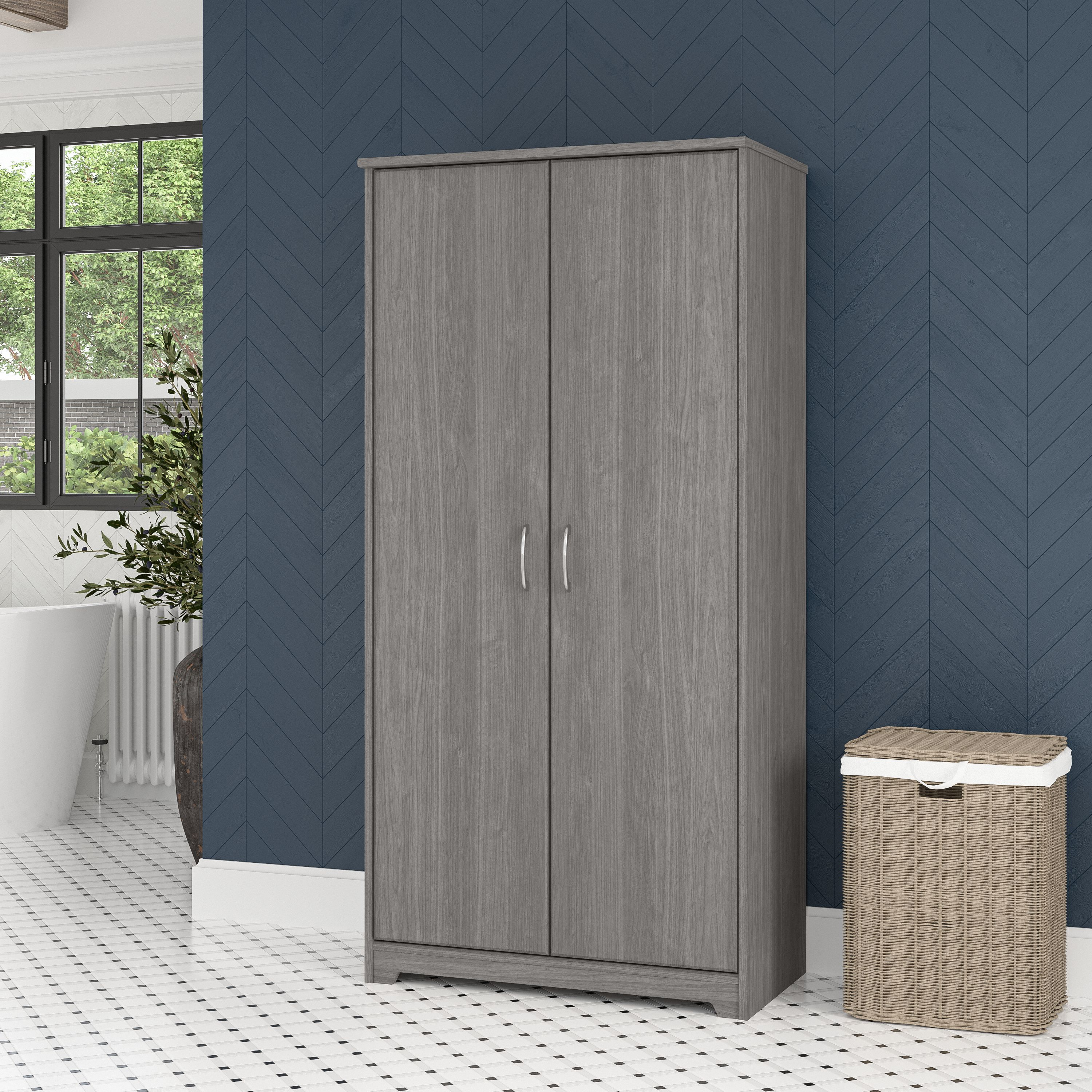 Shop Bush Furniture Cabot Tall Bathroom Storage Cabinet with Doors 01 WC31399-Z1 #color_modern gray