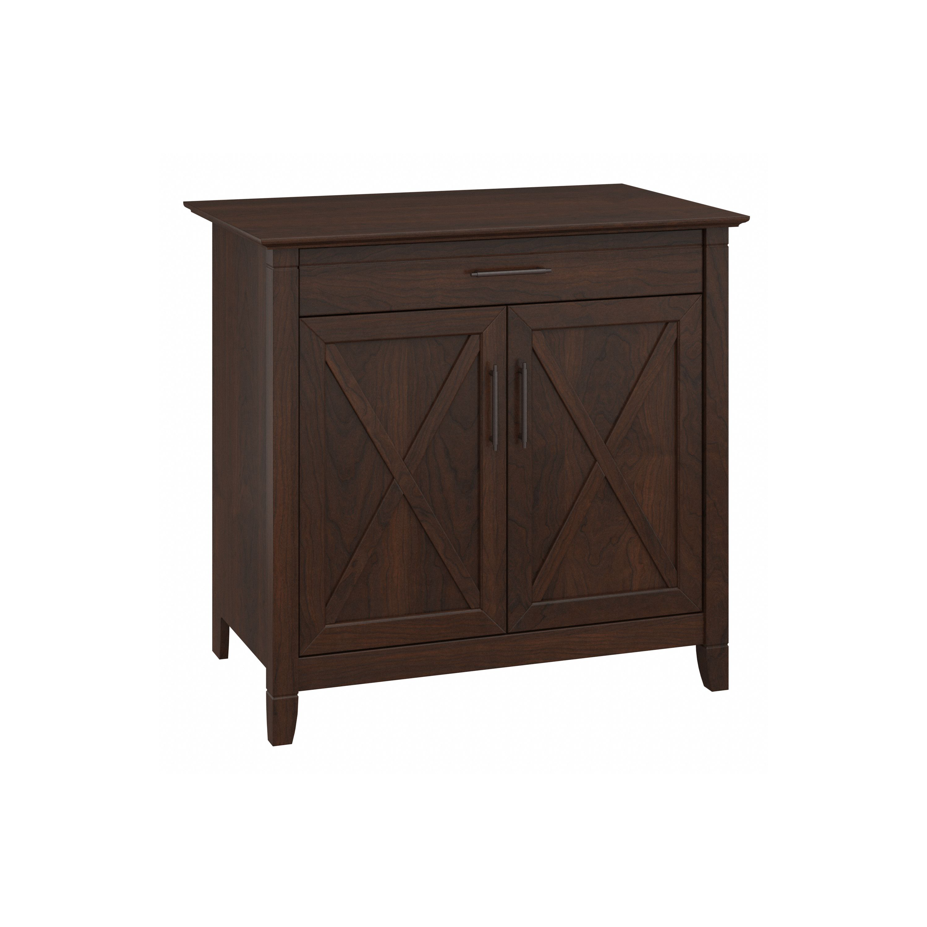 Shop Bush Furniture Key West Secretary Desk with Keyboard Tray and Storage Cabinet 02 KWS132BC-03 #color_bing cherry
